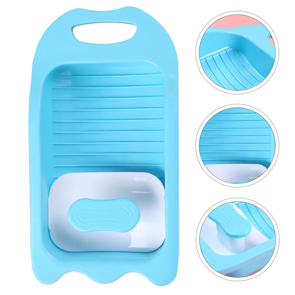 DOITOOL Mini Plastic Washboard Basin - Non-Slip Hand Washing Board for Laundry, Clothes & Delicates | Portable Washtub for Camping, Travel & Small Space Living