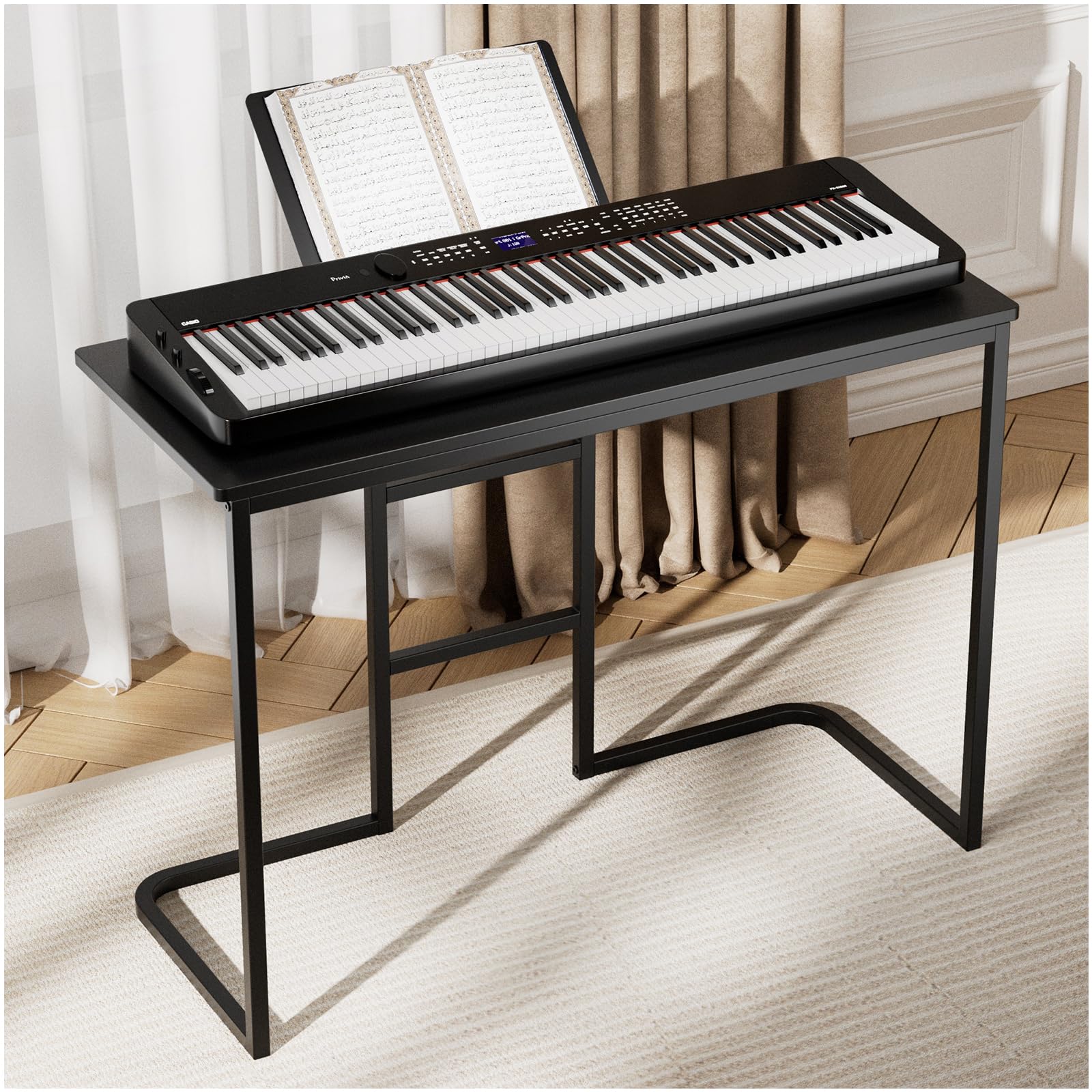 Heavy Duty Piano Stand for 54-88 Key Digital Pianos - Adjustable Keyboard Stand for Kids & Adults - Compatible with Yamaha, Casio, Roland - Perfect for Home Practice, Studio Recording & Live Performances (Black)