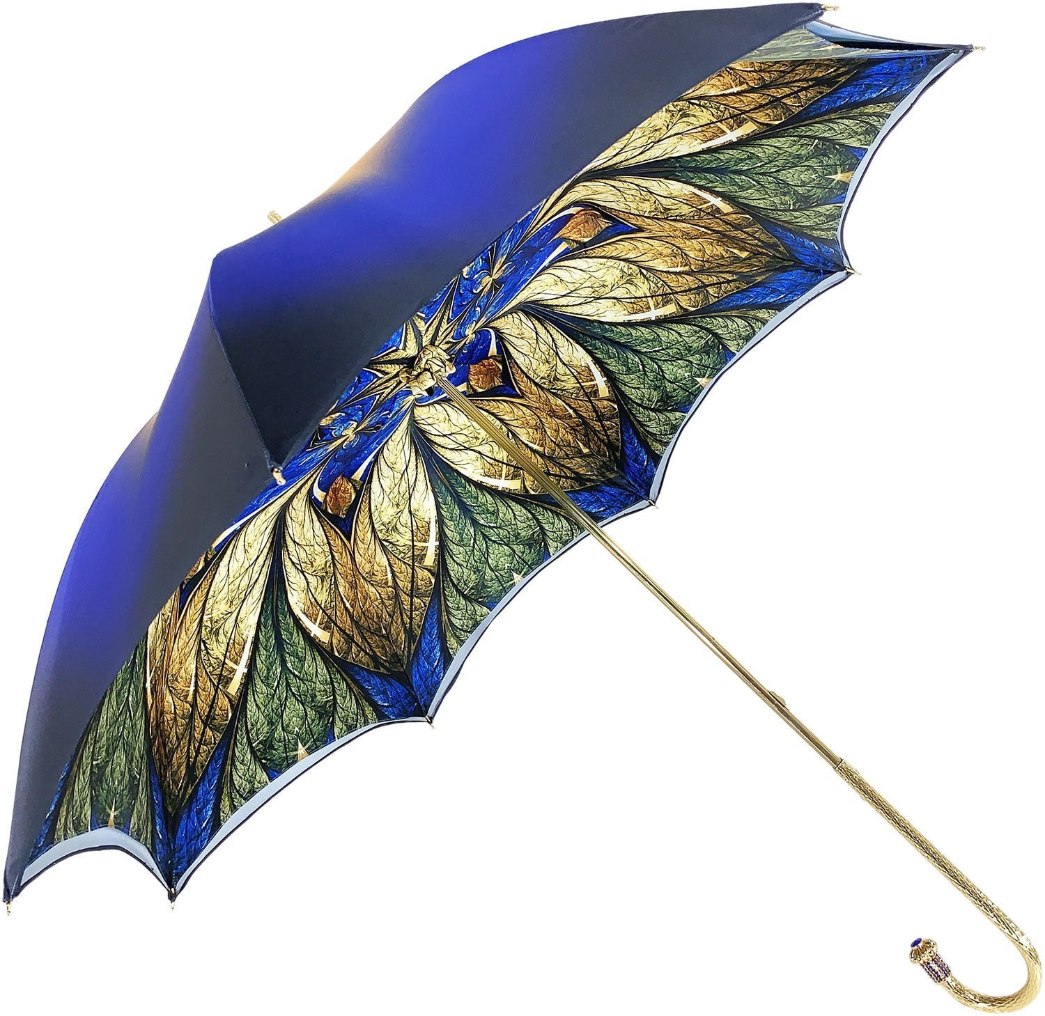 Premium Blue Umbrella with Double Cloth & Abstract Pattern - Windproof & UV Protection for Outdoor, Beach, and Daily Use