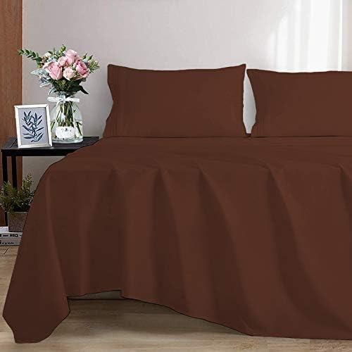 Luxury 1500-TC Egyptian Cotton Queen Sheets - Deep Pocket for Hotel Comfort (Chocolate)