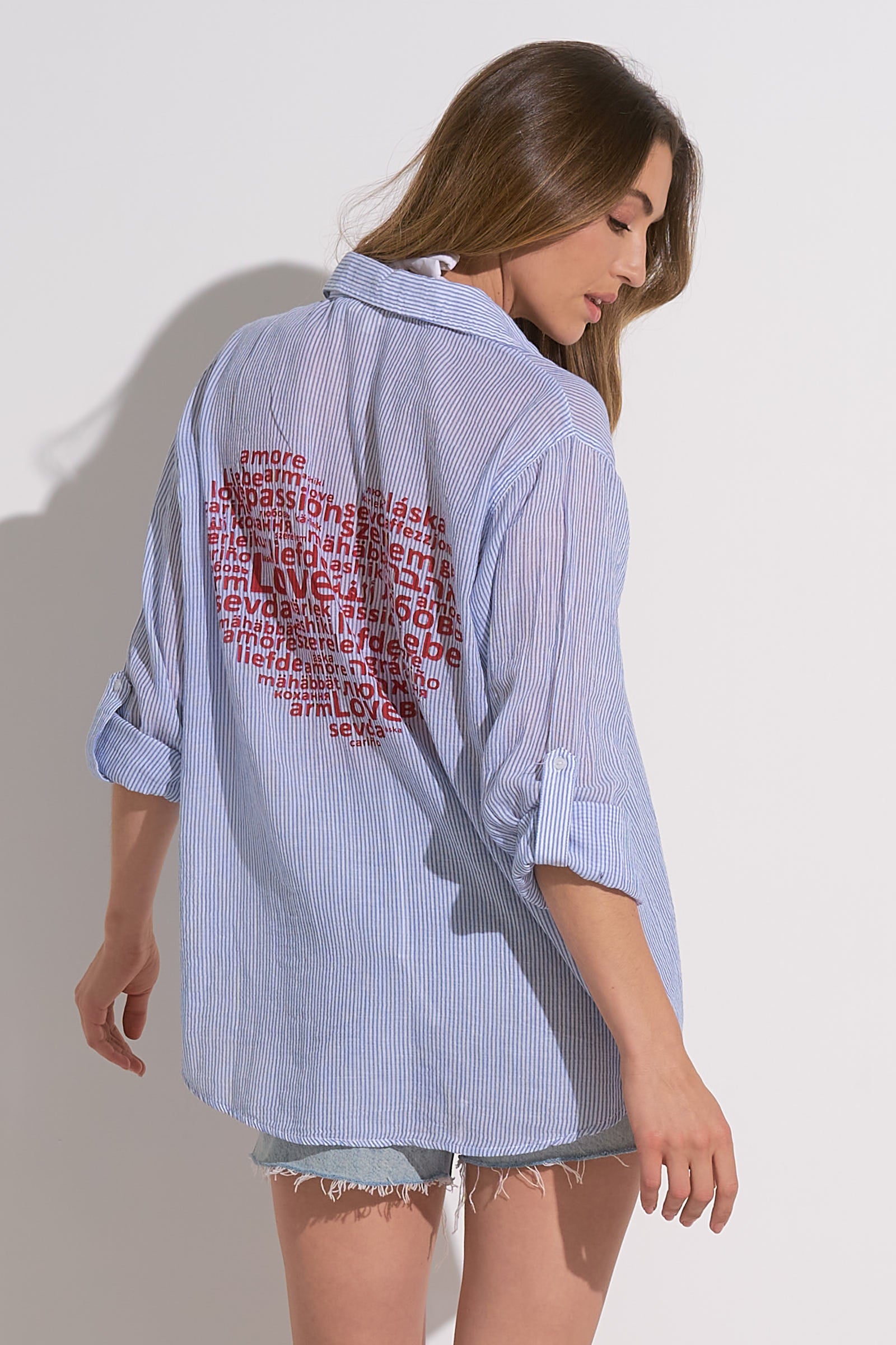 Resort Button Down Shirt with Heart Graphic - Casual Summer Beachwear for Women | Perfect for Vacations, Dates & Outdoor Activities