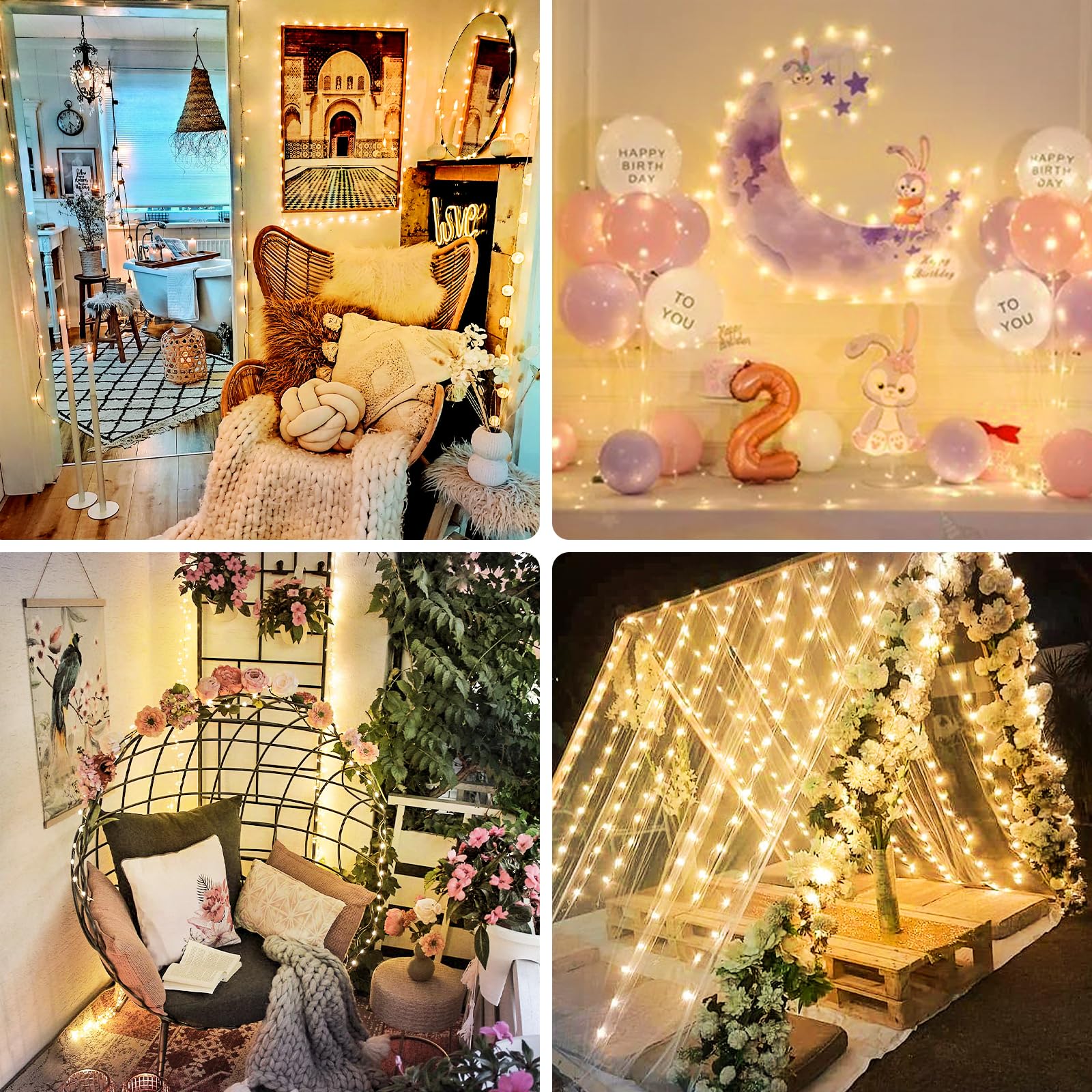 200 LED Christmas Fairy Lights - 66FT Waterproof String Lights with Remote & Timer, 8 Modes Twinkle for Indoor/Outdoor - Perfect for Bedroom, Xmas Tree, Wedding, Party Decor (Warm White)