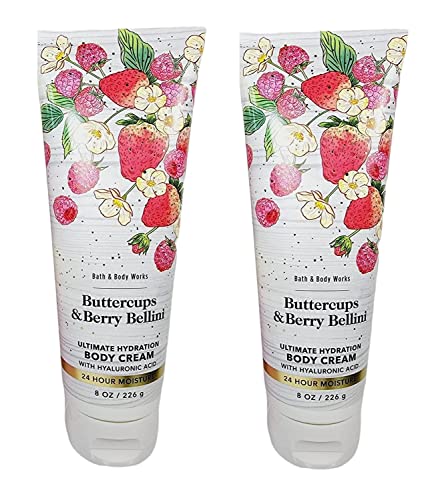 Bath and Body Works Buttercups & Berry Bellini Hydrating Body Cream Set - 2 Pack (8 Oz Each) | Ultra Moisturizing, Fragrant Berry Scent | Perfect Gift for Women, Self-Care & Spa Days