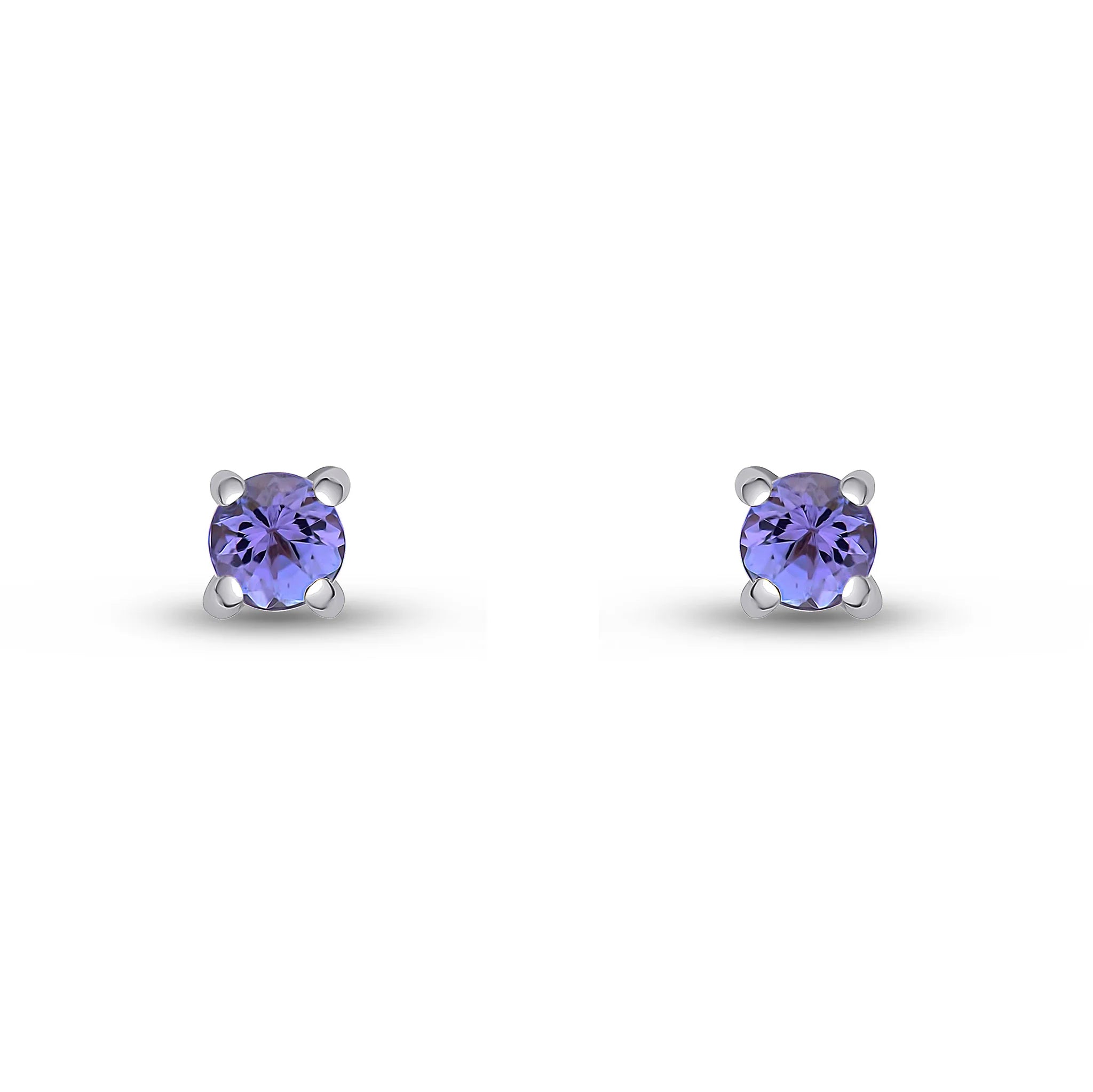 9ct White Gold Tanzanite 3mm Round 4 Claw Stud Earrings for Women - Elegant Gemstone Jewelry for Everyday Wear & Special Occasions