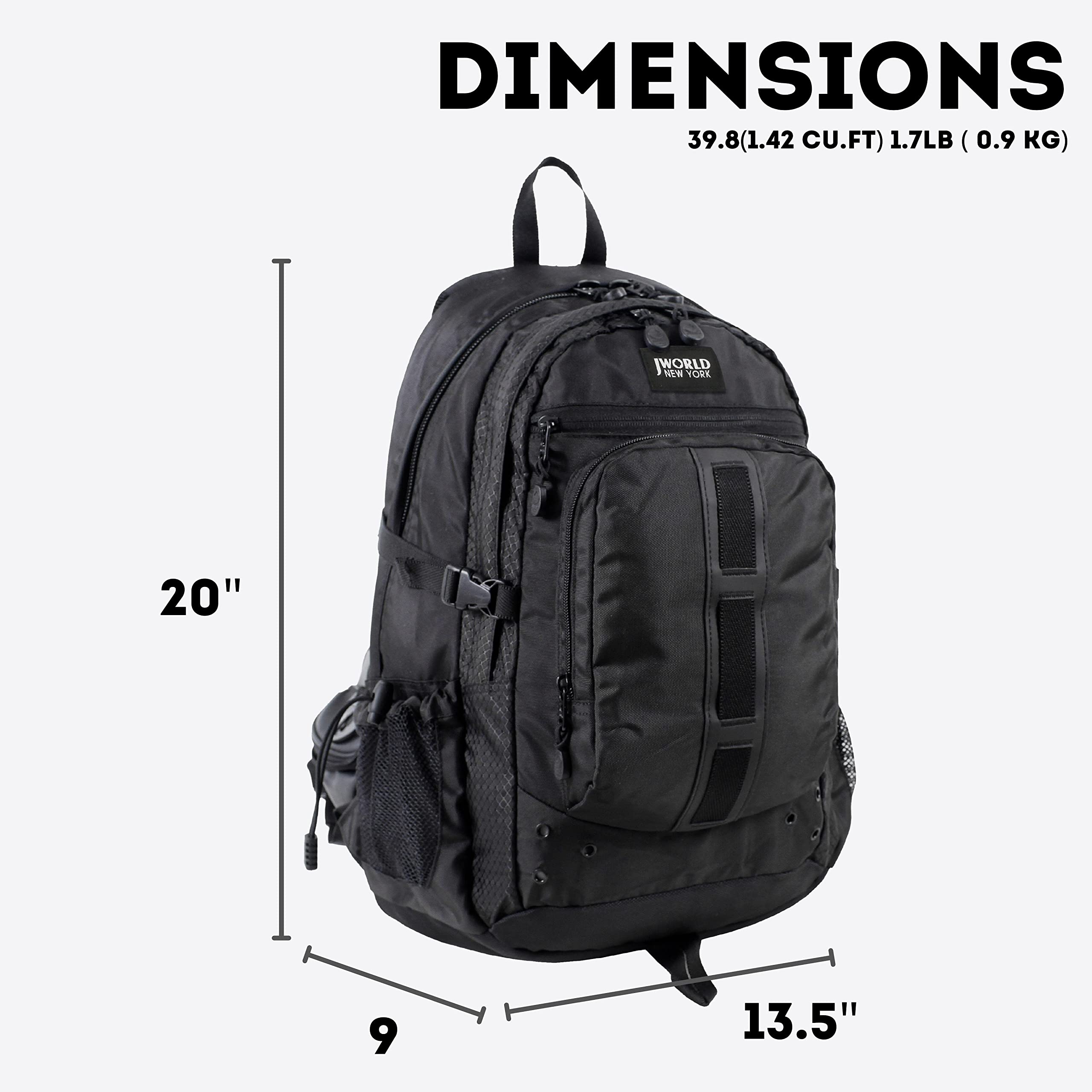 J World New York Gravit Laptop Backpack 15.6 Inch - Water Resistant College School Business Travel Backpack with USB Charging Port - Perfect for Work, Commuting & Outdoor Adventures