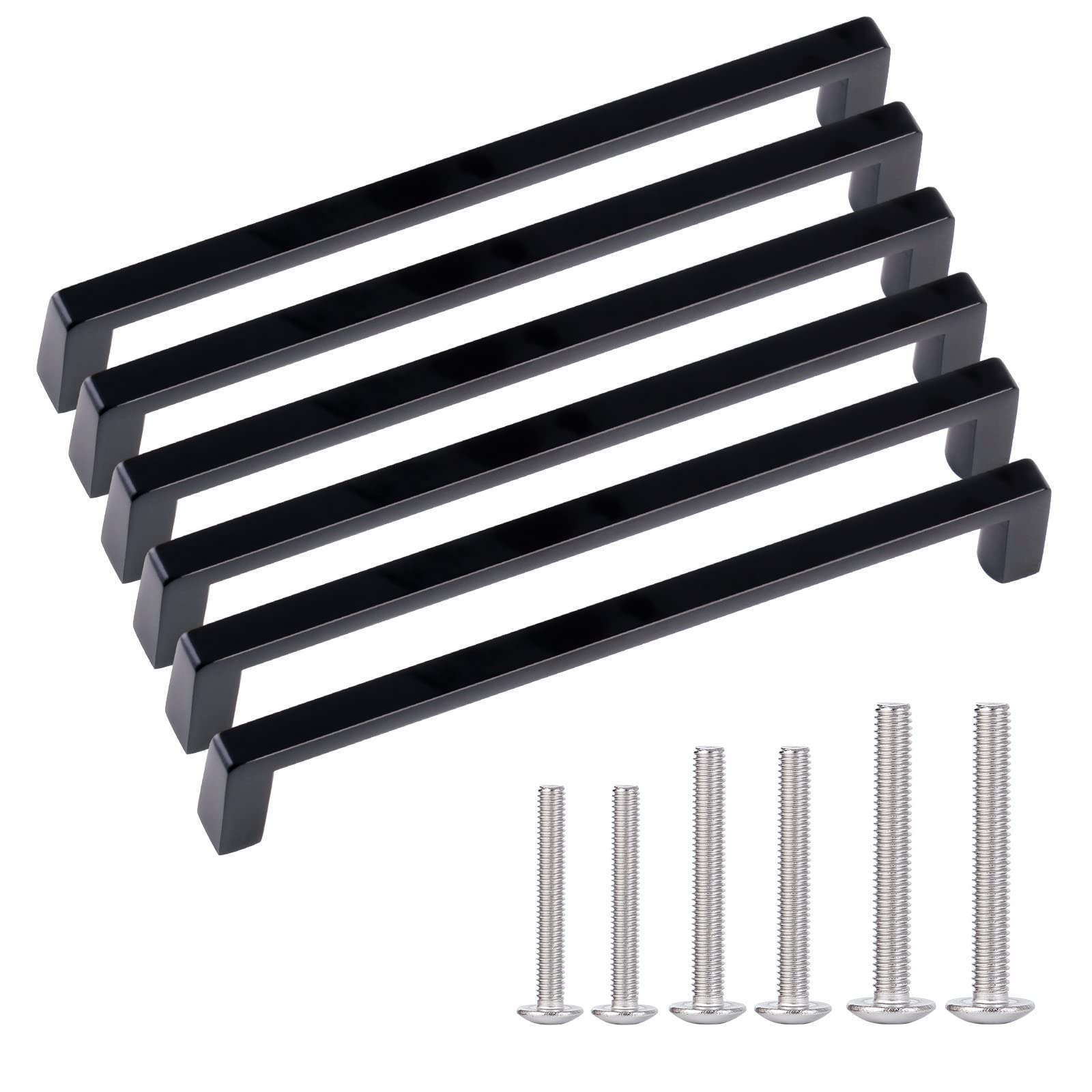 Premium 4-Inch Matte Black Cabinet Handles - 6 Pack Solid Drawer Knobs with Nano Coating for Dresser, TV Stand & Kitchen Cabinets - Durable Hardware Handles for Modern Home Decor