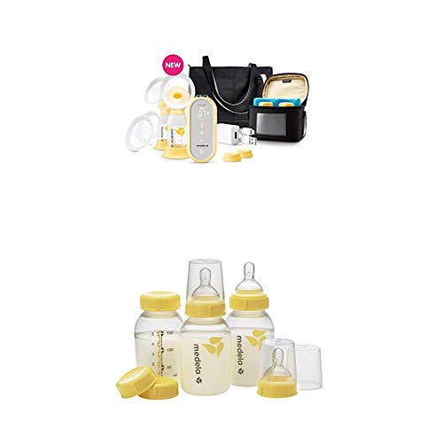Medela Freestyle Flex Hands-Free Breast Pump with 3 Extra 5oz Breast Milk Storage Bottles - Portable, Quiet, Closed System Smart Pump for Nursing Moms - Includes Nipples, Lids, Collars & Caps - Perfect for Travel, Work & On-the-Go Pumping