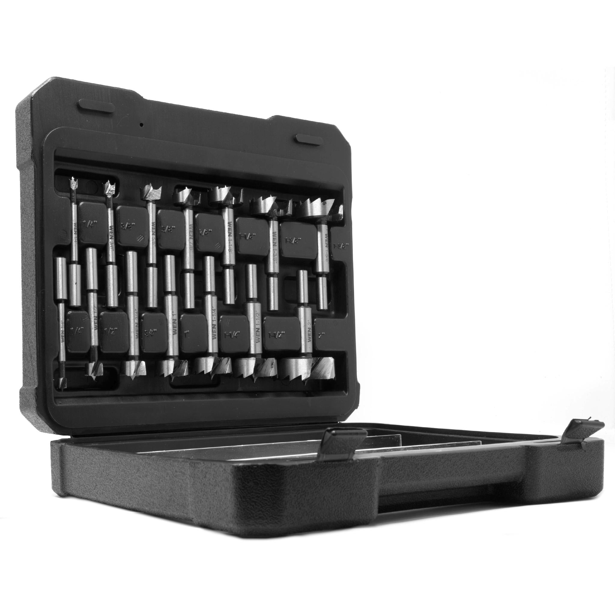 WEN FB5114 14-Piece Forstner Bit Set with Carrying Case - Premium Woodworking Drill Bits for Cabinets, Furniture & DIY Projects