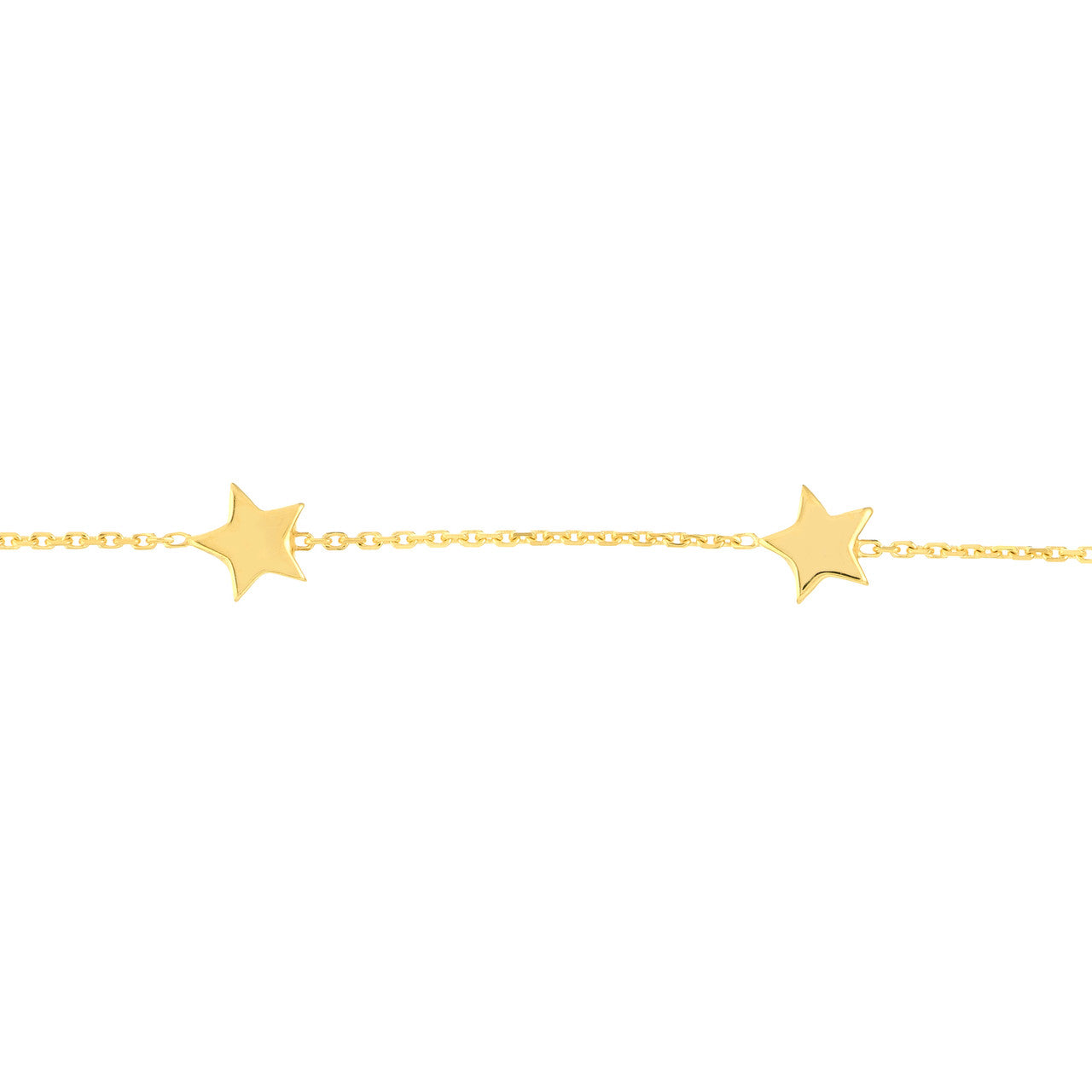 14K Yellow Gold Mini Star Station Bracelet for Women - Dainty Gold Star Charm Bracelet for Everyday Wear & Gifts - Perfect for Layering, Birthdays, Anniversaries