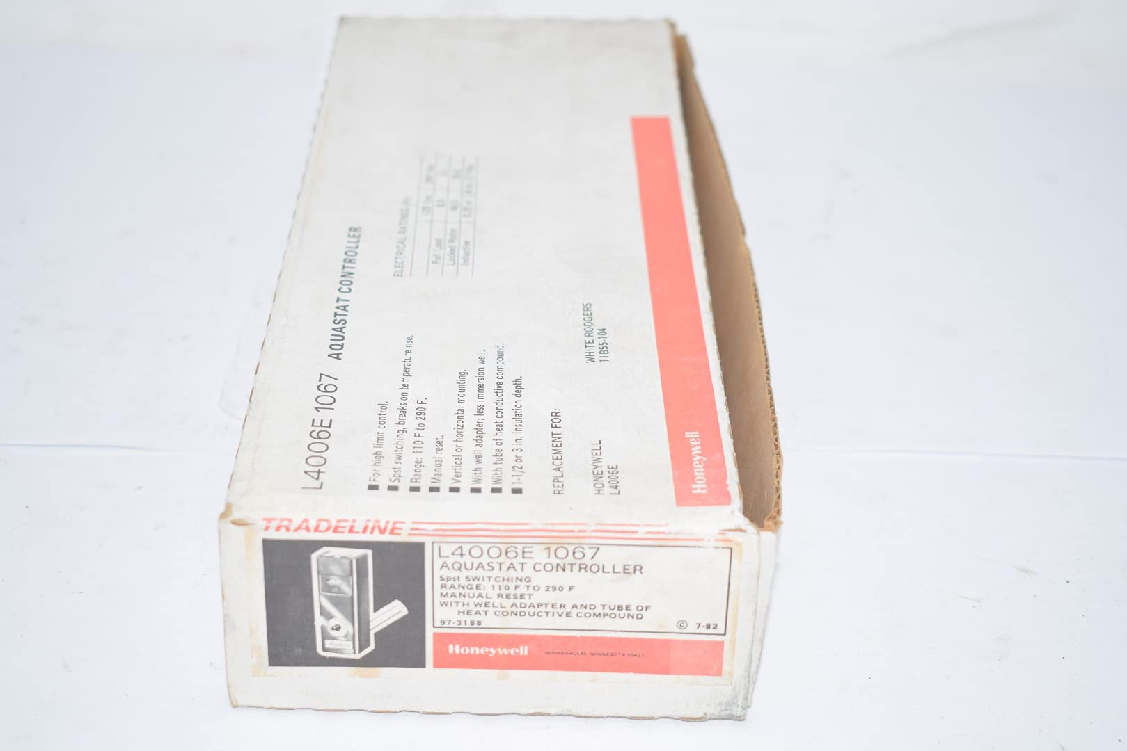 Honeywell L4006E1067 High Limit Manual Reset Aquastat Controller SPST - Perfect for Boiler Systems, HVAC Controls & Water Heating Safety Applications