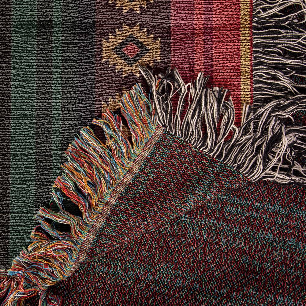 Authentic Mexican Rug - Southwestern Heirloom Woven Blanket 100% Cotton for Boho Home Decor, Living Room & Bedroom Accent