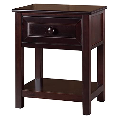Rosebery Kids Contemporary Wood 1 Drawer Nightstand in Chocolate - Modern Children's Bedroom Furniture for Storage & Organization - Perfect for Bedrooms, Playrooms & Dorm Rooms