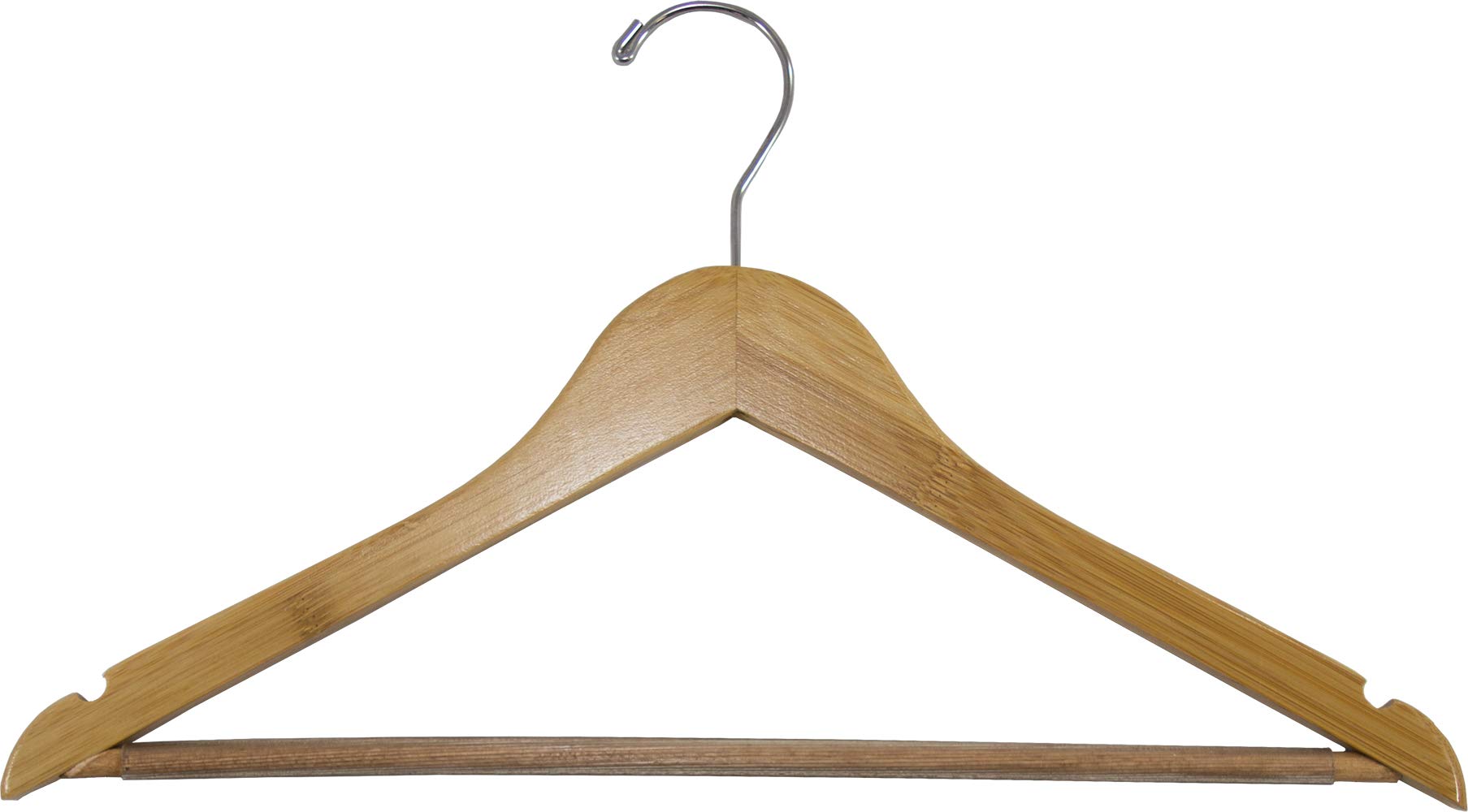 Eco-Friendly 17 Inch Bamboo Suit Hanger with Black Vinyl Bar - Flat Wooden Hangers with Lacquer Finish & Chrome Swivel Hook (Set of 50) by The Great American Hanger Company - Perfect for Closet Organization, Dry Cleaning, and Suit Storage