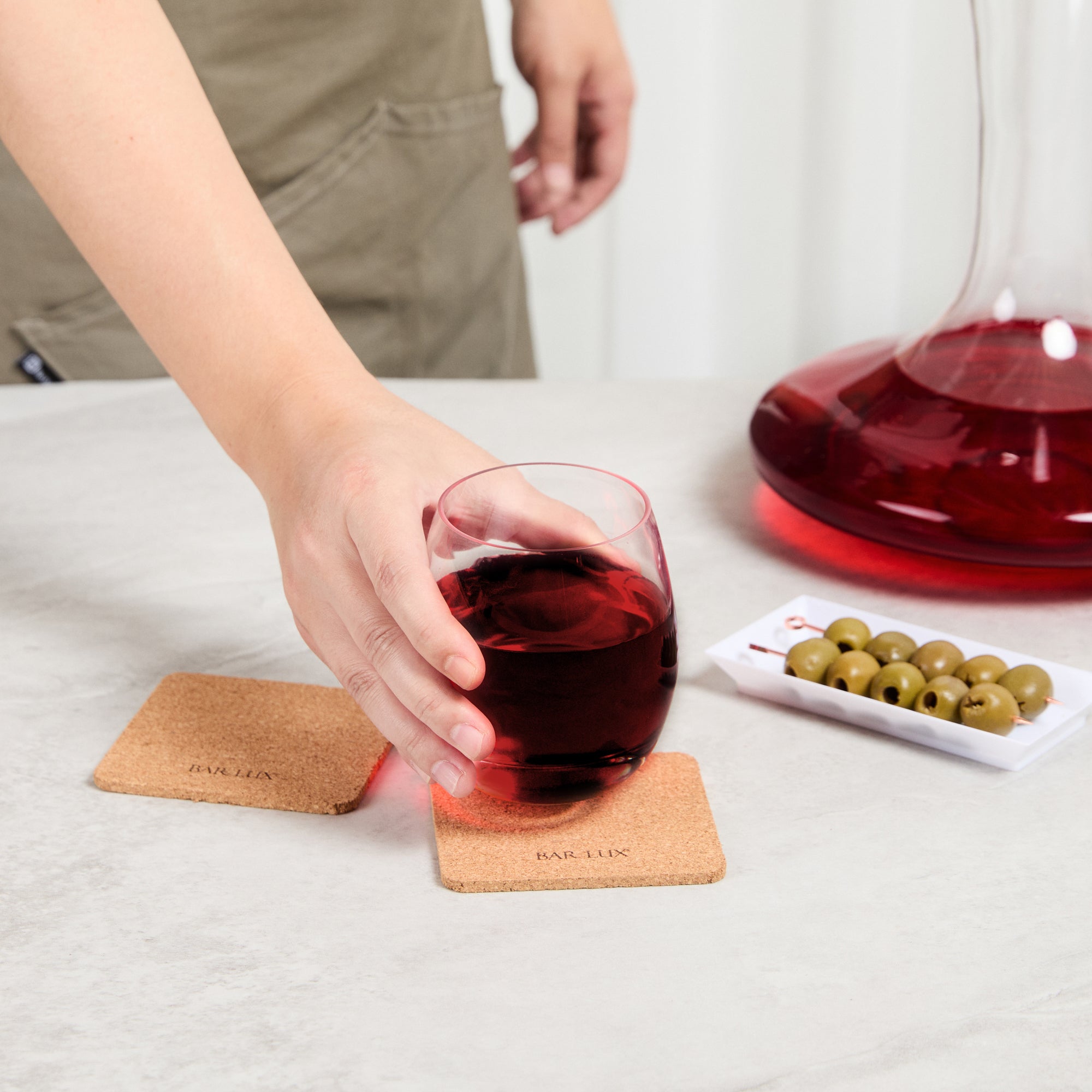 Premium Square Cork Coasters Set of 20 - 3.5