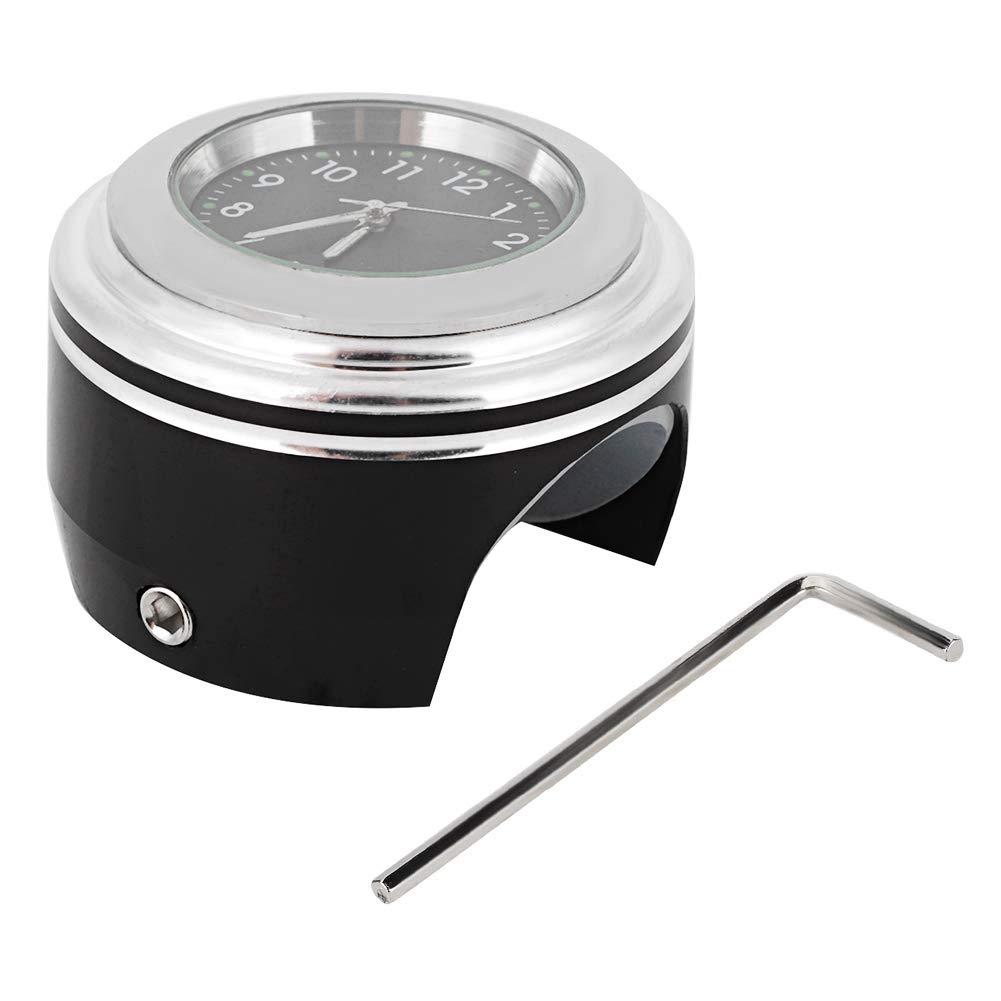 Waterproof Motorcycle Handlebar Clock - White Face Black Dial for Adventure Riding