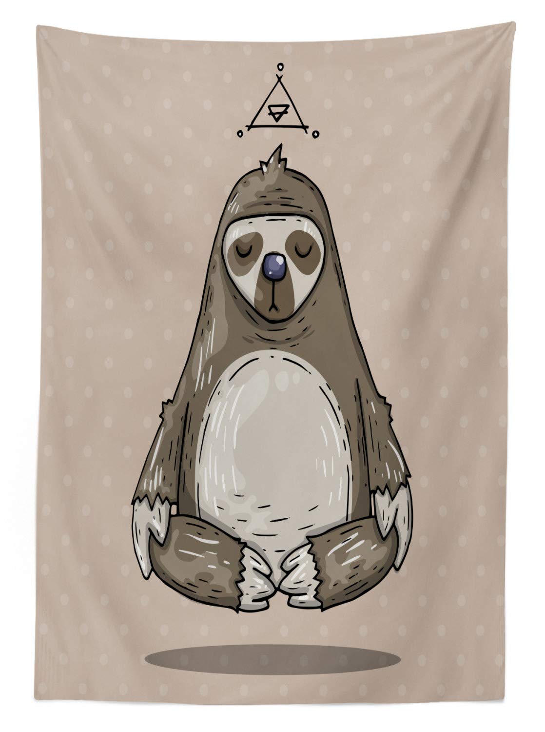 Ambesonne Sloth Outdoor Tablecloth - Cartoon Sloth Meditating in Lotus Position, Washable Picnic Table Cover 58