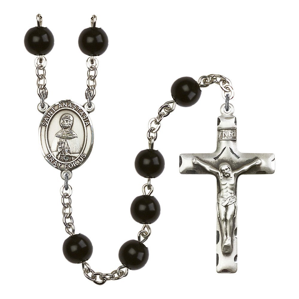 St. Anastasia Silver-Plated Rosary Necklace - Birthstone Colors for Every Month | Religious Jewelry for Prayer, Gifts & Faith-Based Fashion