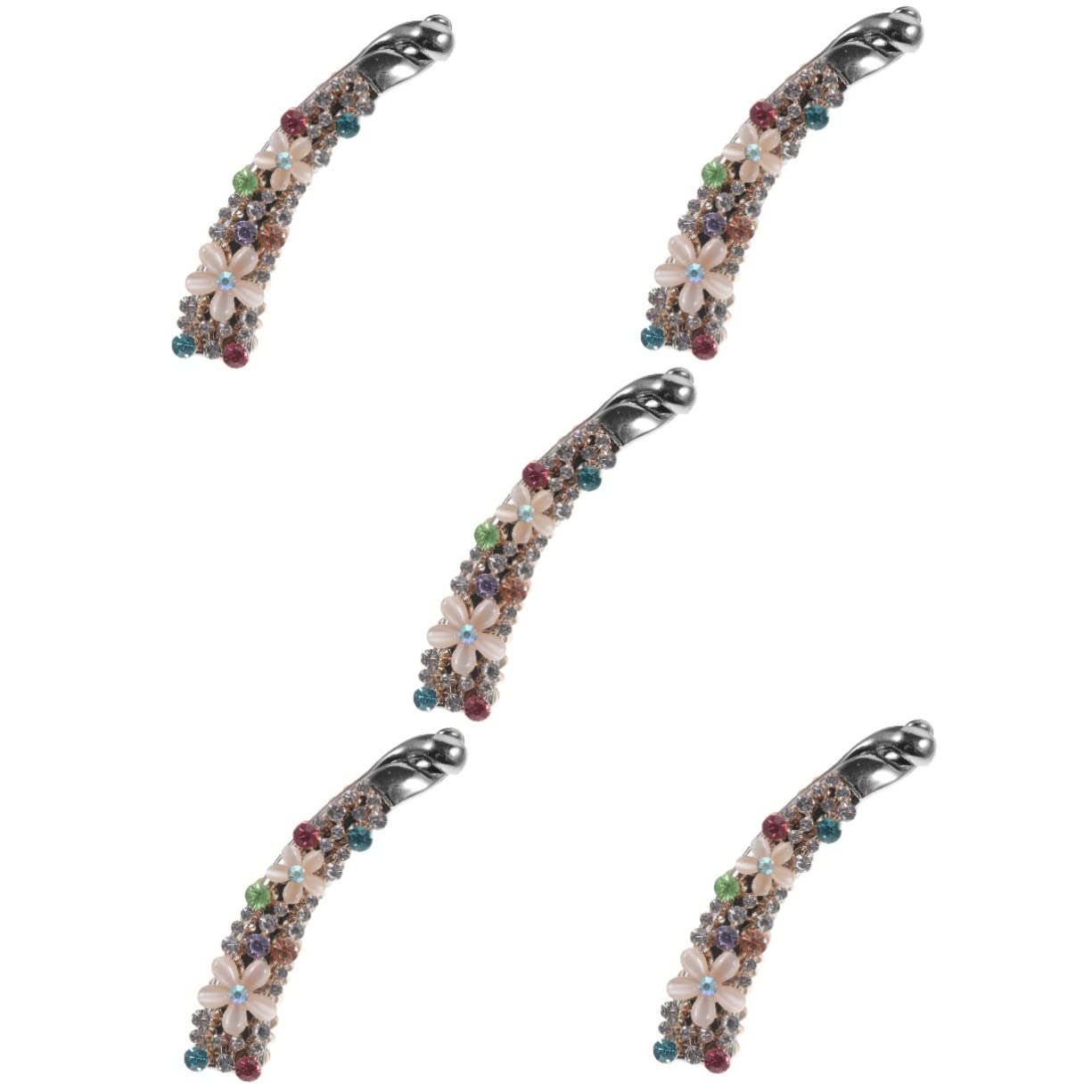 5pcs Small Banana Hair Clips for Thin Hair - Rhinestone Hair Clamps for Women with Curly Hair | Stylish Hair Accessories for Daily Wear, Parties & Weddings