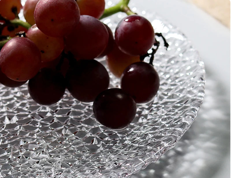 Elegant Raindrop Embossed Glass Dinner Plates - 12-Piece Set for Formal Dining, Wedding Receptions & Special Occasions