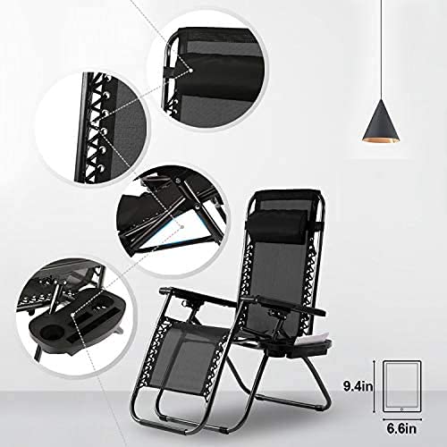 BSTOPHKL Zero Gravity Lounge Chairs Set of 2 - Adjustable Reclining Outdoor Folding Chairs with Headrest Pillow & Cup Holder - Perfect for Patio, Deck, Beach, Camping, Backyard & Poolside Relaxation