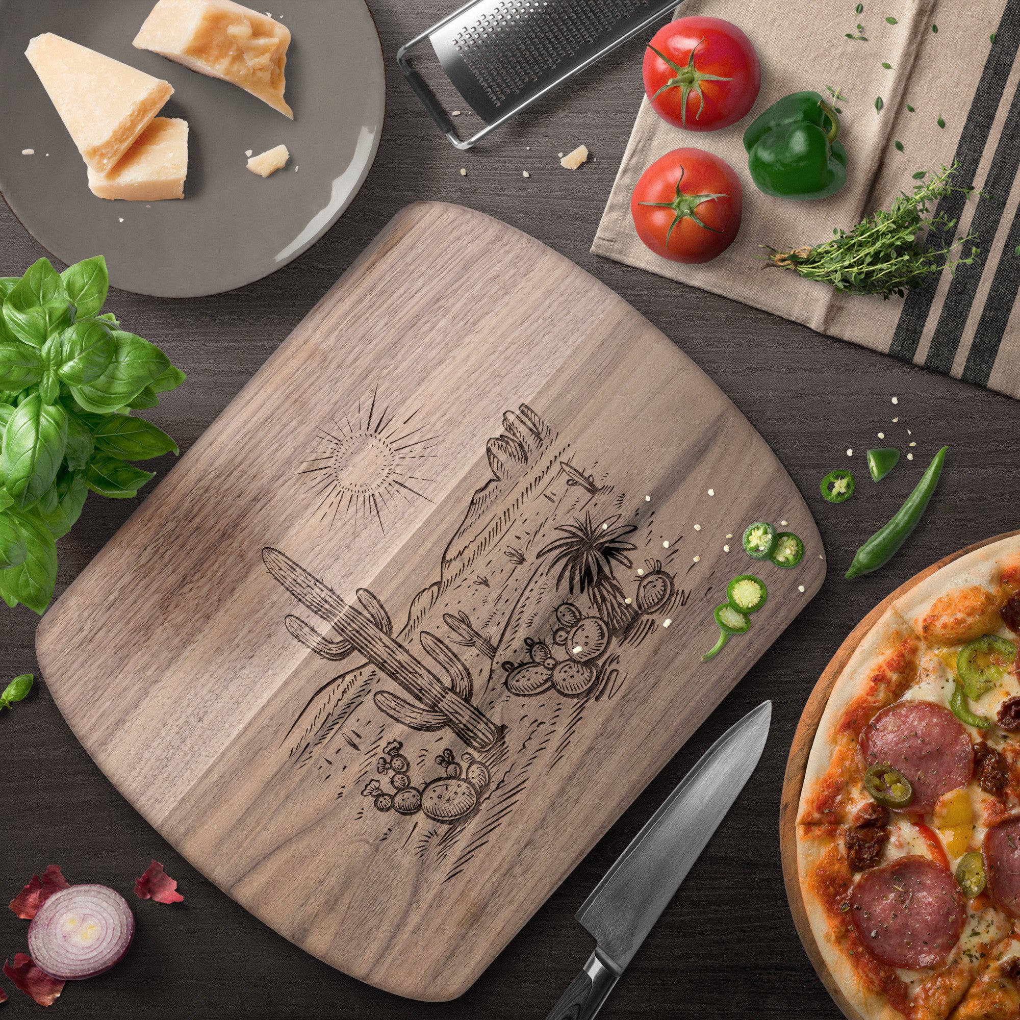 Premium Maple Wood Cutting Board with Walnut Wood Serving Board - 2 Sizes for Chopping, Serving & Entertaining - Perfect for Kitchen, Dining & Hosting Gifts