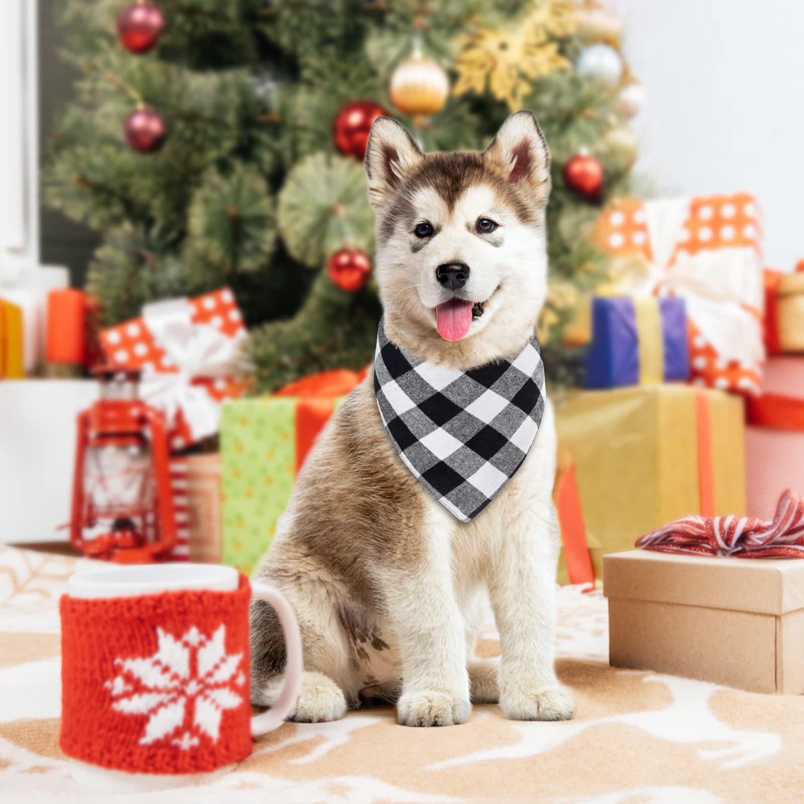 Malier 2 Pack Holiday Dog Bandanas - Christmas & Thanksgiving Plaid Pet Scarves for Small Medium Large Dogs - Festive Triangle Bibs Kerchief Set - Fall & Winter Pet Costume Accessories for Dogs Cats (Perfect for Holiday Photos & Family Gatherings)