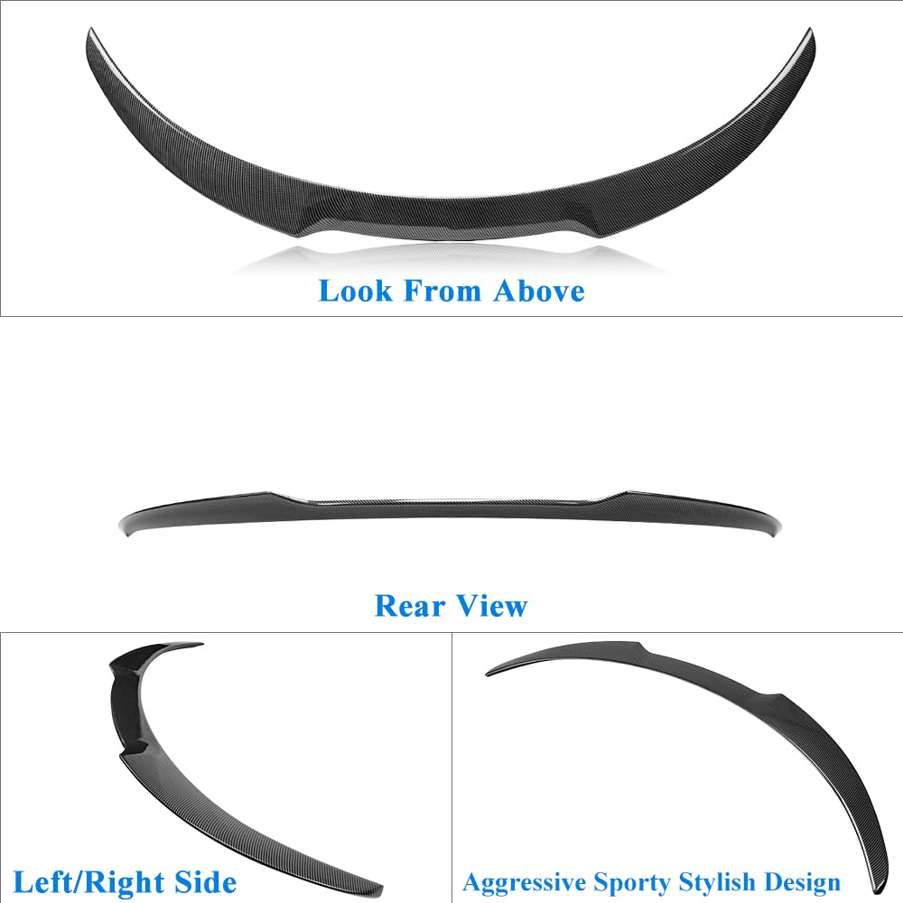 Carbon Fiber Trunk Spoiler Wing for Tesla Model 3 (2017-2023) - FS Type Hydro-Dipping Design - Enhance Style & Aerodynamics - Perfect for Car Enthusiasts & Street Racing