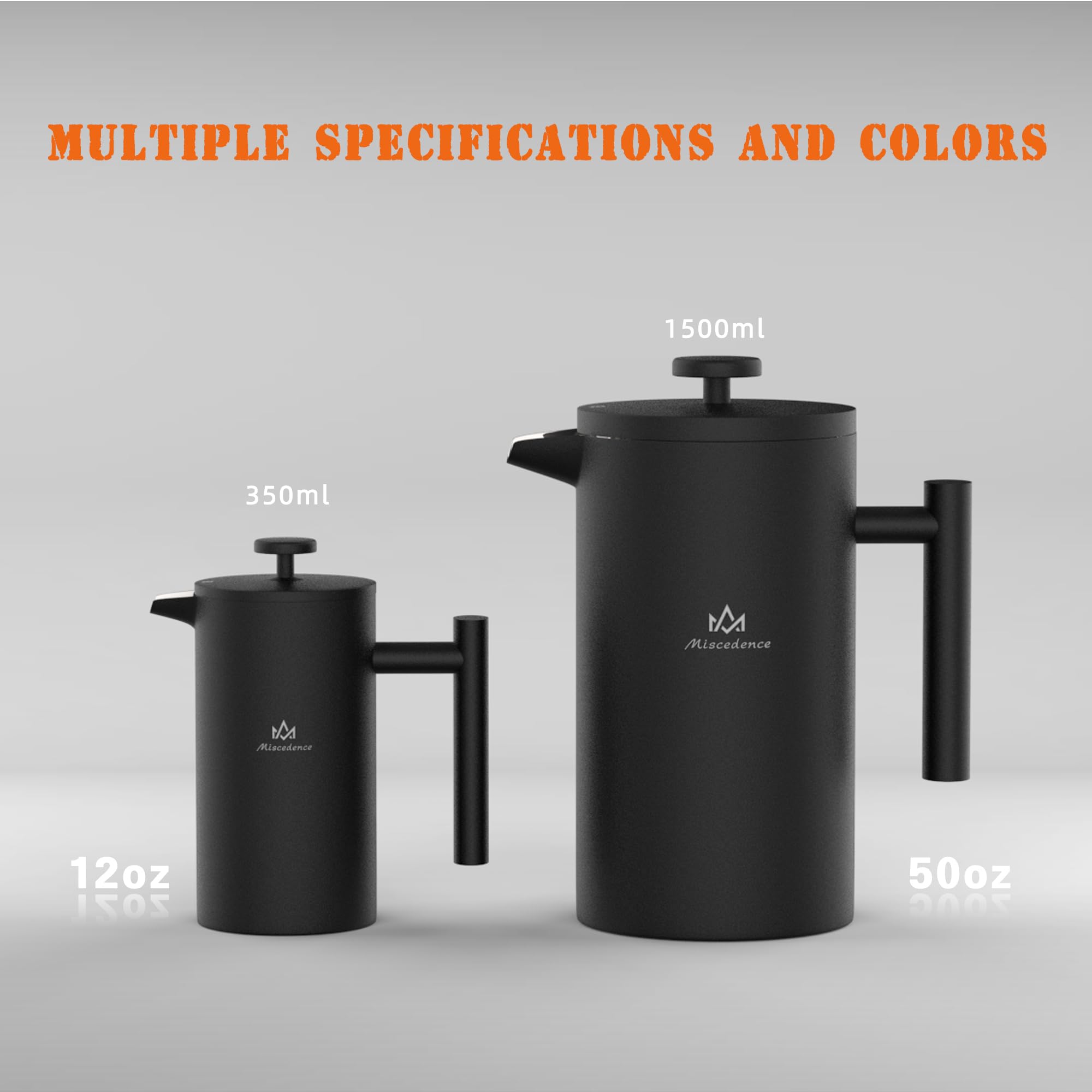 Premium French Press Coffee Maker - 34oz Double Wall Vacuum Insulated 304 Stainless Steel Coffee Press - Ideal for Home, Office & Camping - Perfect for Fresh Brewed Coffee Anytime, Anywhere