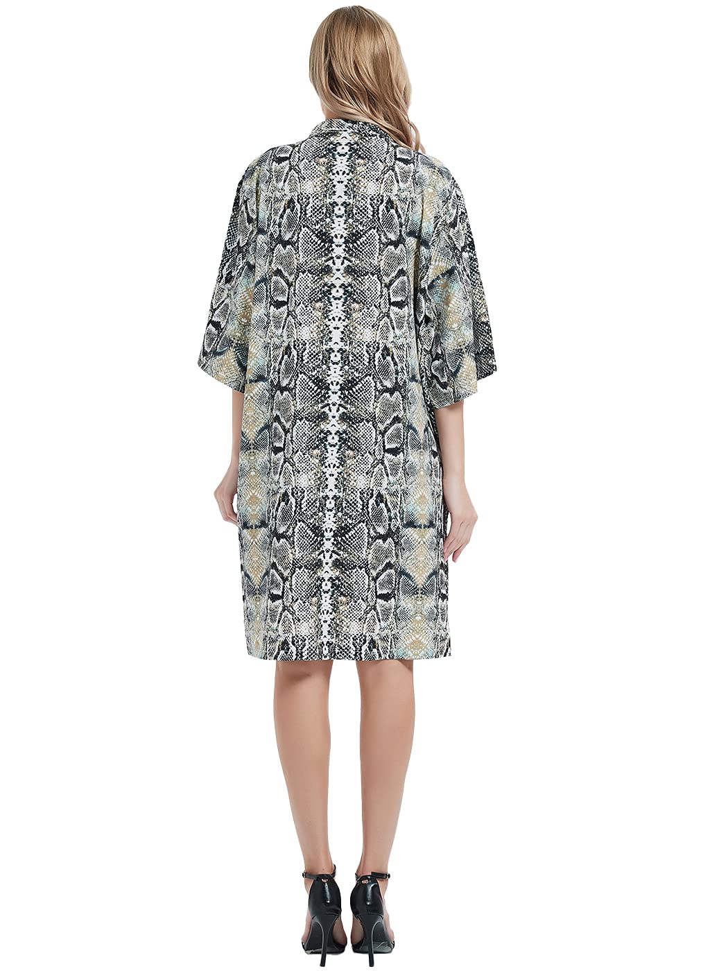 Anna-Kaci Women's Floral Print Short Sleeve Cardigan - Lightweight Long Open Front Kimono Cover Up - Perfect for Beach, Vacation & Casual Outfits