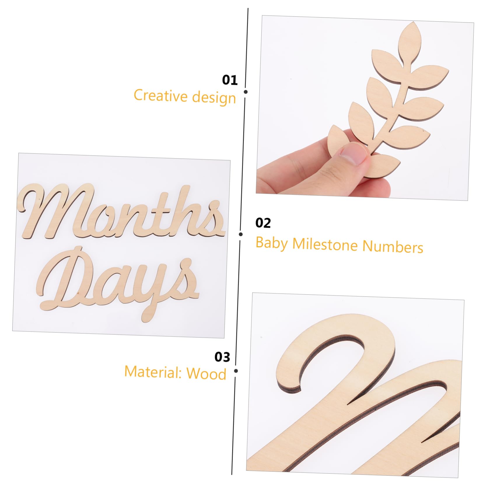 TOYANDONA 5 Sets Wooden Baby Milestone Numbers - Newborn Photo Props, Birth Announcement Sign & Monthly Growth Tracker for Baby Shower, First Birthday, and Family Bonding Moments