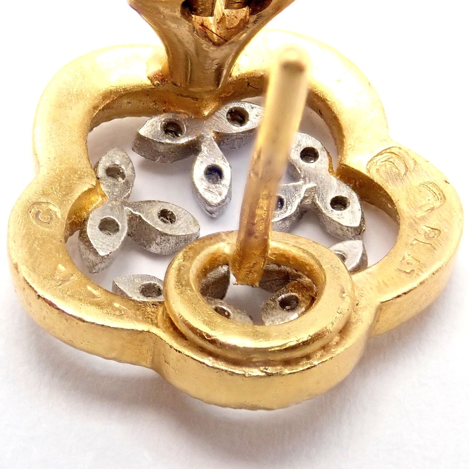 Authentic Cathy Waterman 22K Yellow Gold Platinum Diamond Vine Flower Earrings - Elegant Jewelry for Weddings, Parties & Special Occasions