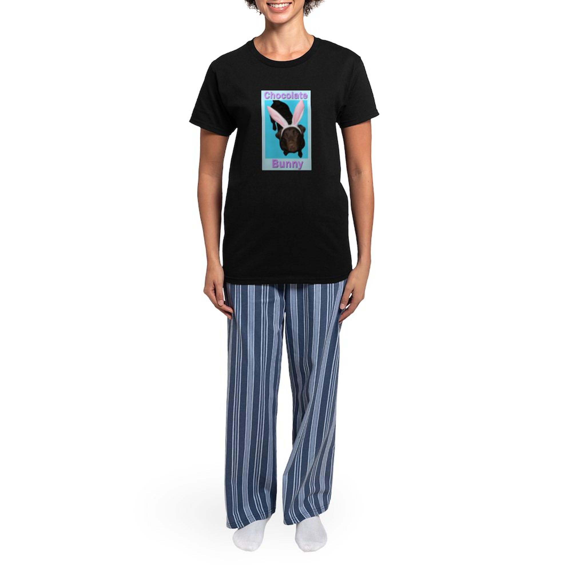 Chocolate Bunny Women's Dark Pajamas Set - Cute Novelty Sleepwear for Women | Cozy Lounge & Sleep Pajamas for Easter Gifts, Birthday Presents