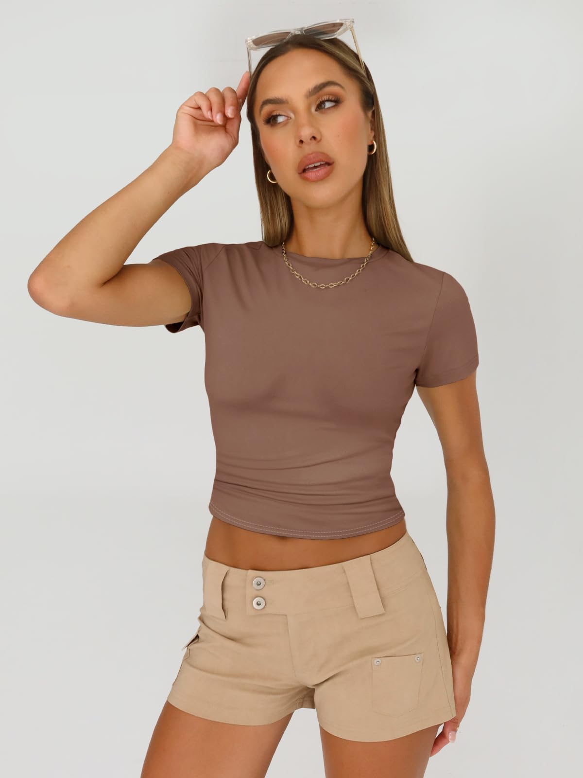 AUTOMET Women's 3-Piece Short Sleeve Basic T-Shirt Set | Slim Fit Crop Top | Y2K Fashion 2025 | Casual Outing, Streetwear & Summer Outfits