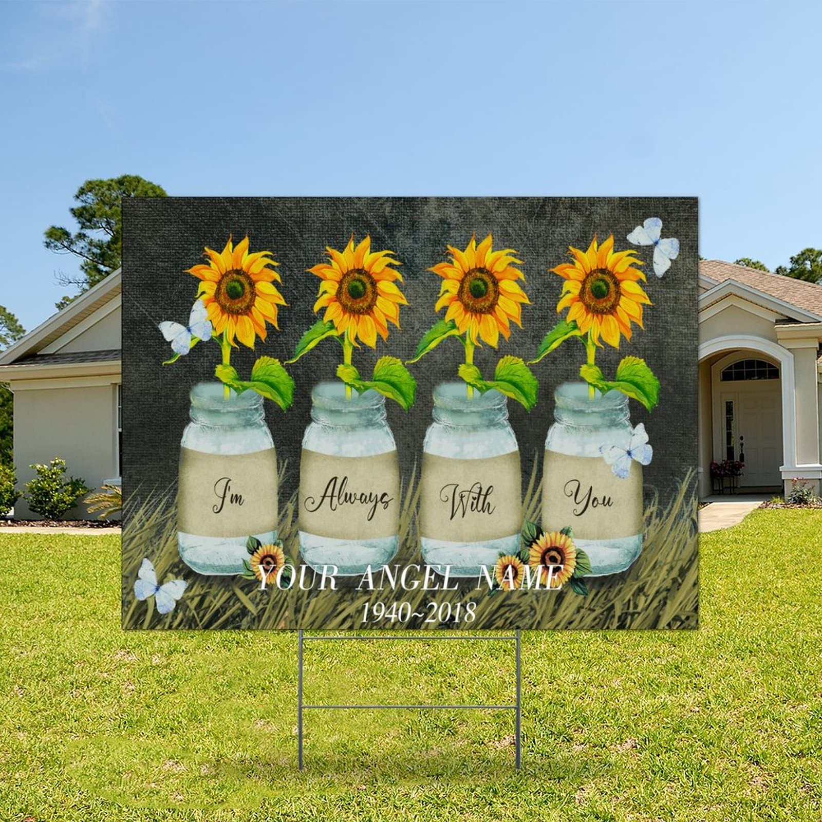 Sunflower Yard Signs - Double Sided Weatherproof 18x24in for Garden & Lawn Decor