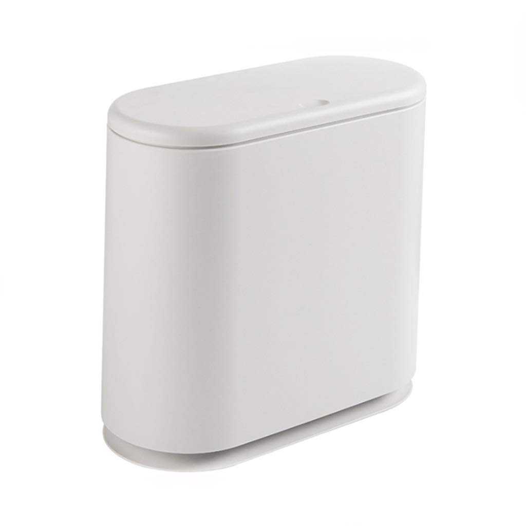 Stainless Steel Step Trash Can 10L - Kitchen & Bathroom Garbage Bin with Press-Type Lid, Waste Segregation Dustbin for Recycling - Perfect for Home, Office & Restaurant Use (White)