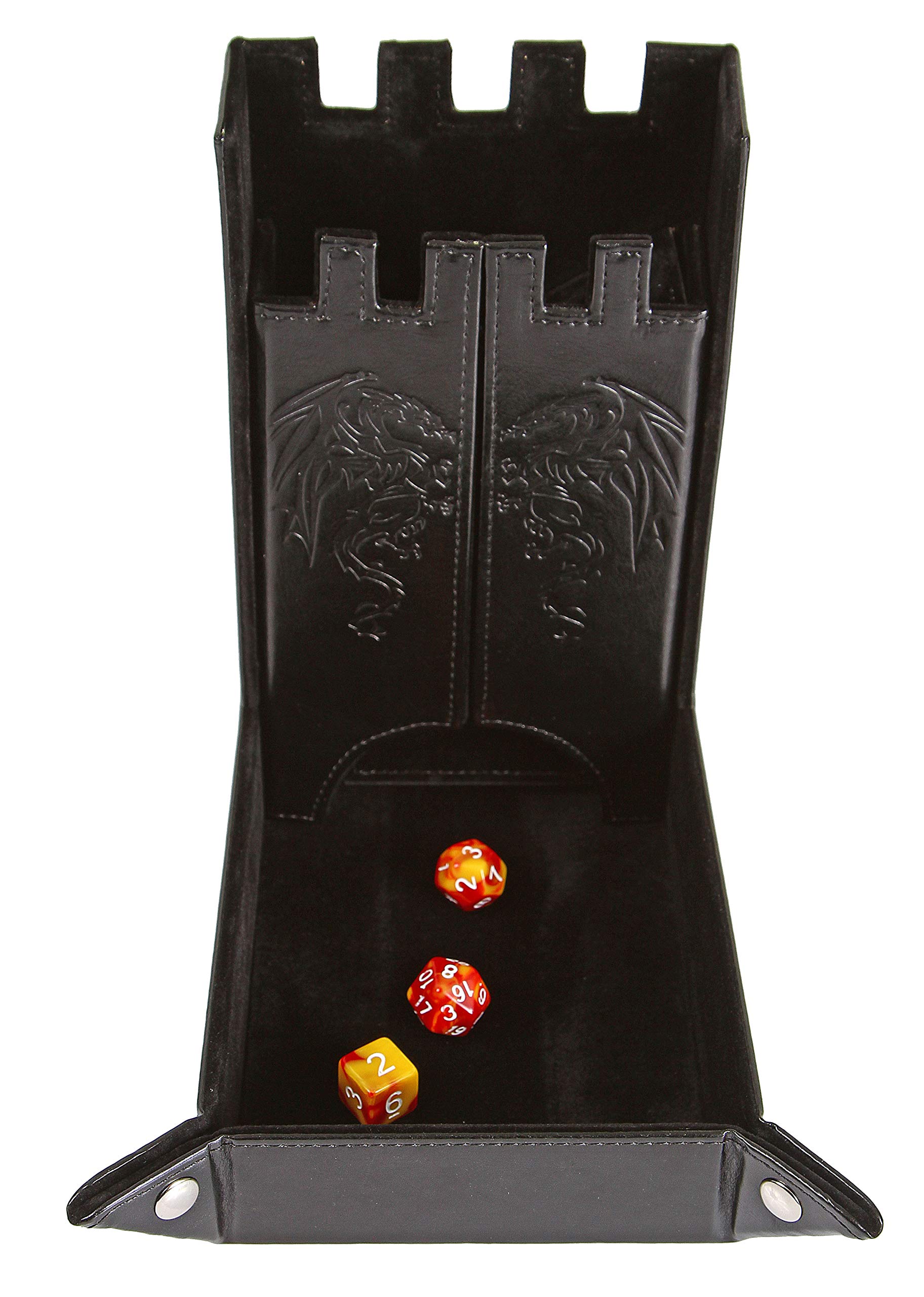 Forged Dice Co. Draco Castle Foldable Dice Tray & Dice Tower Set - Portable DND Accessories for Dungeons & Dragons, RPG, Tabletop Games - Perfect for Game Nights, Travel & Organized Play