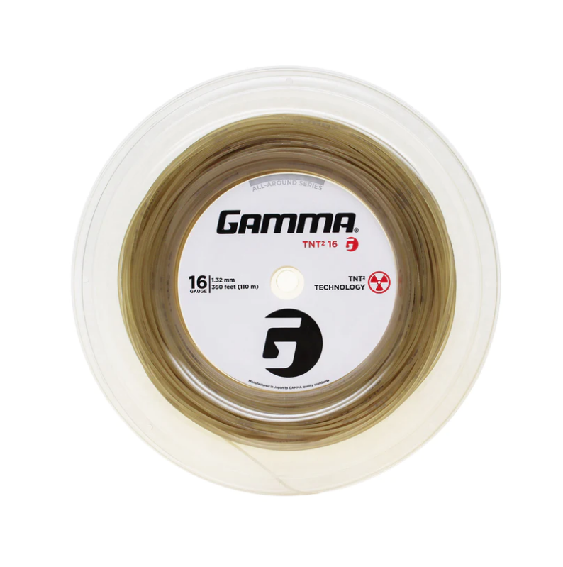 Gamma TNT2 16/1.32 Tennis String Mini Reel - Natural Gut String for Tennis Rackets | Perfect for Tennis Players & Stringers | Durable Performance for Competitive Matches & Practice Sessions
