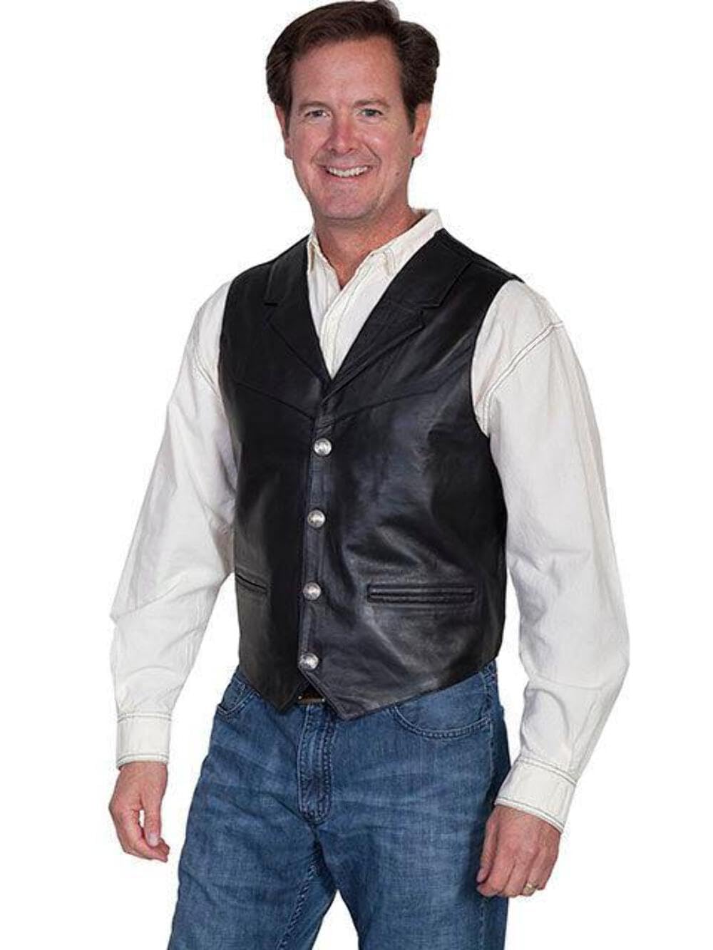 Men's Lambskin Leather Vest with Lapel - Stylish & Warm Winter Fashion for Outdoor Activities & Casual Wear