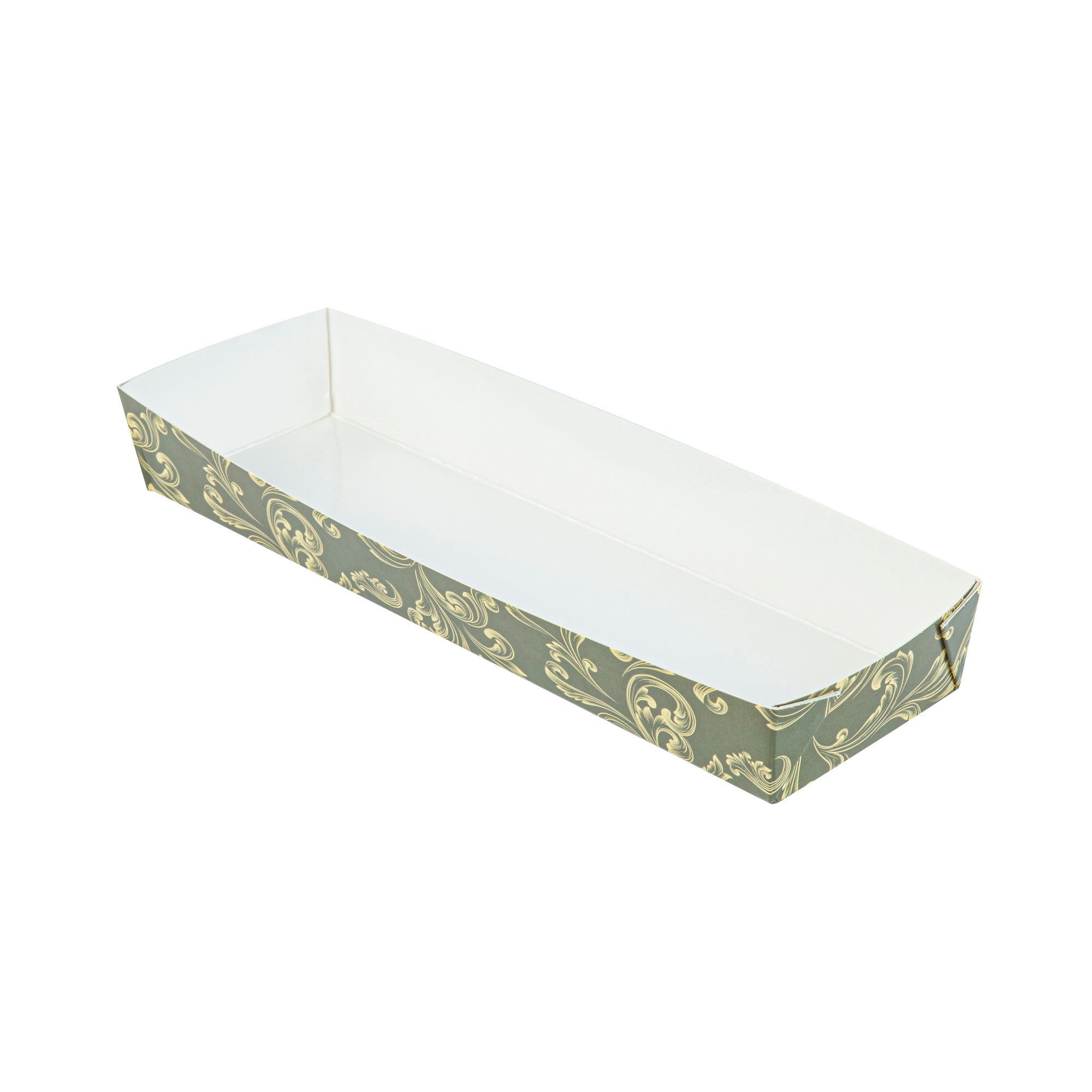 Bake Tek 13 oz Dark Green Vintage Floral Paper Baking Trays - Greaseproof Baking Cups (10.75