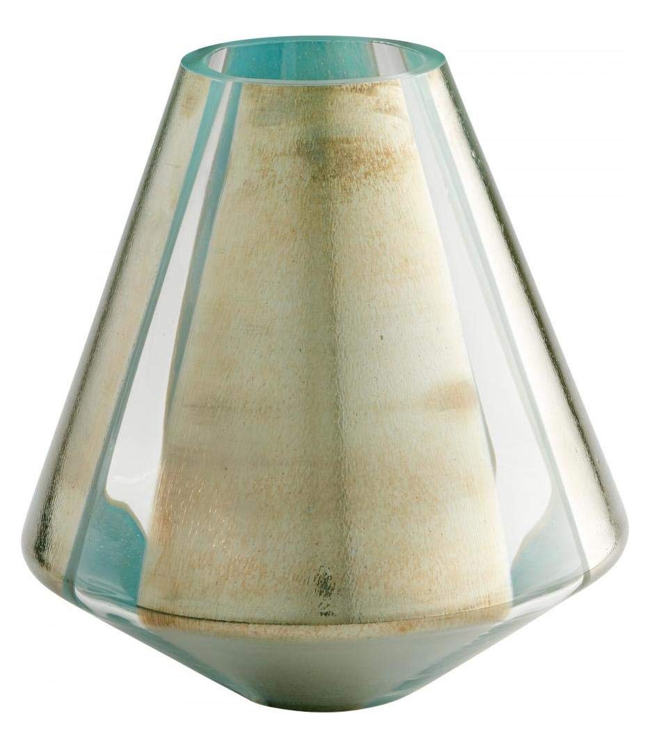 10.75 Inch Tall Glass Vase for Flowers - Elegant Green Stargate Design - Perfect for Home Decor, Wedding Centerpieces & Gift Giving