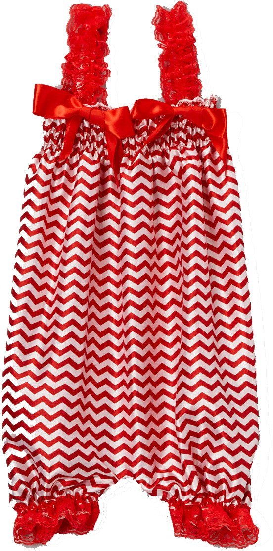 Red Zigzag Bubble Romper for Baby Girls - Soft Cotton Jumpsuit with Ruffled Sleeves - Perfect for Playdates, Photoshoots & Special Occasions