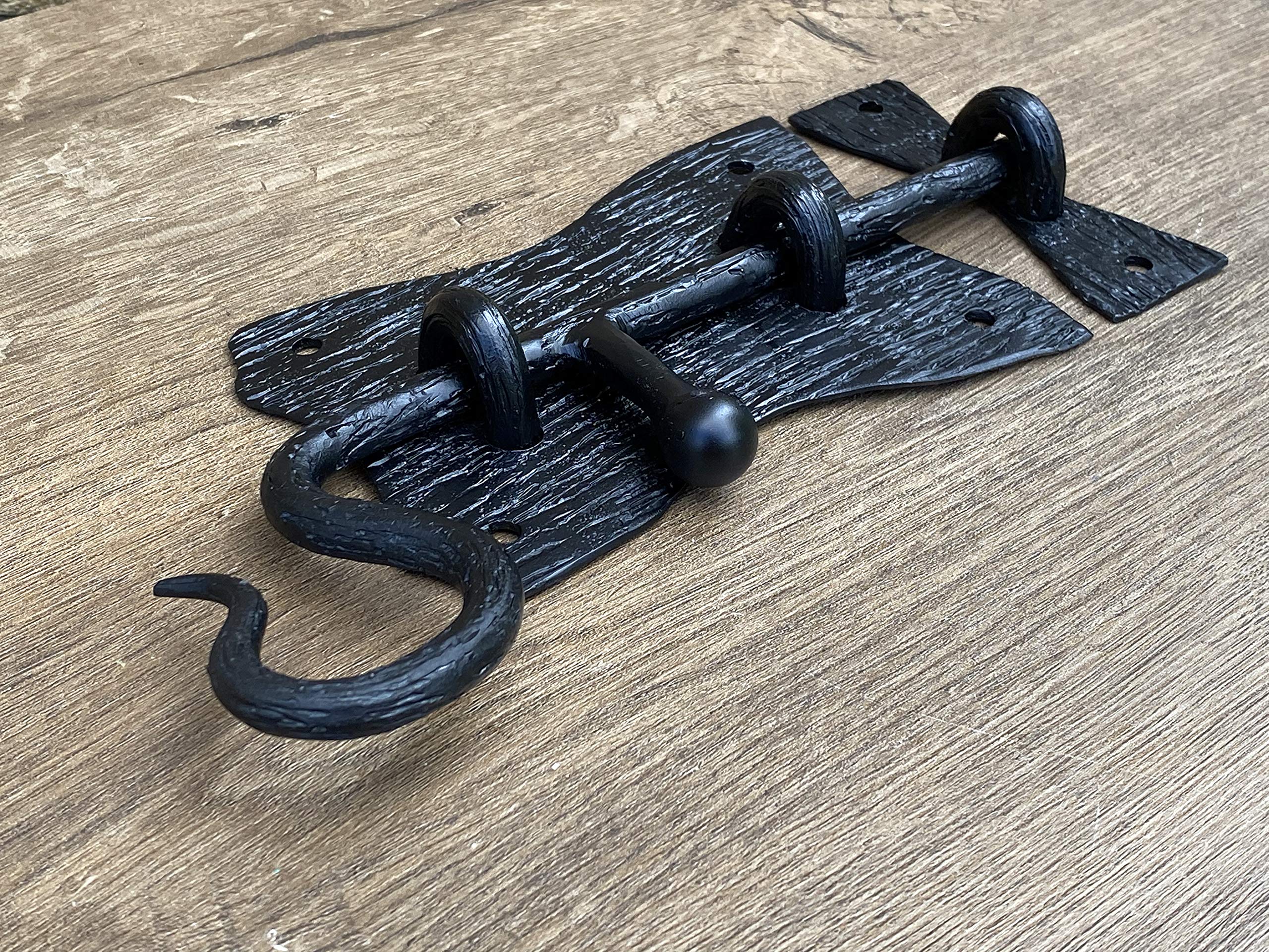 Sturdy Hand-Forged Door Latch & Slide Bolt - Heavy Duty Barn, Shed, and Gate Lock for Rustic Security - Perfect for Farmhouses, Storage Units, and Outdoor Buildings