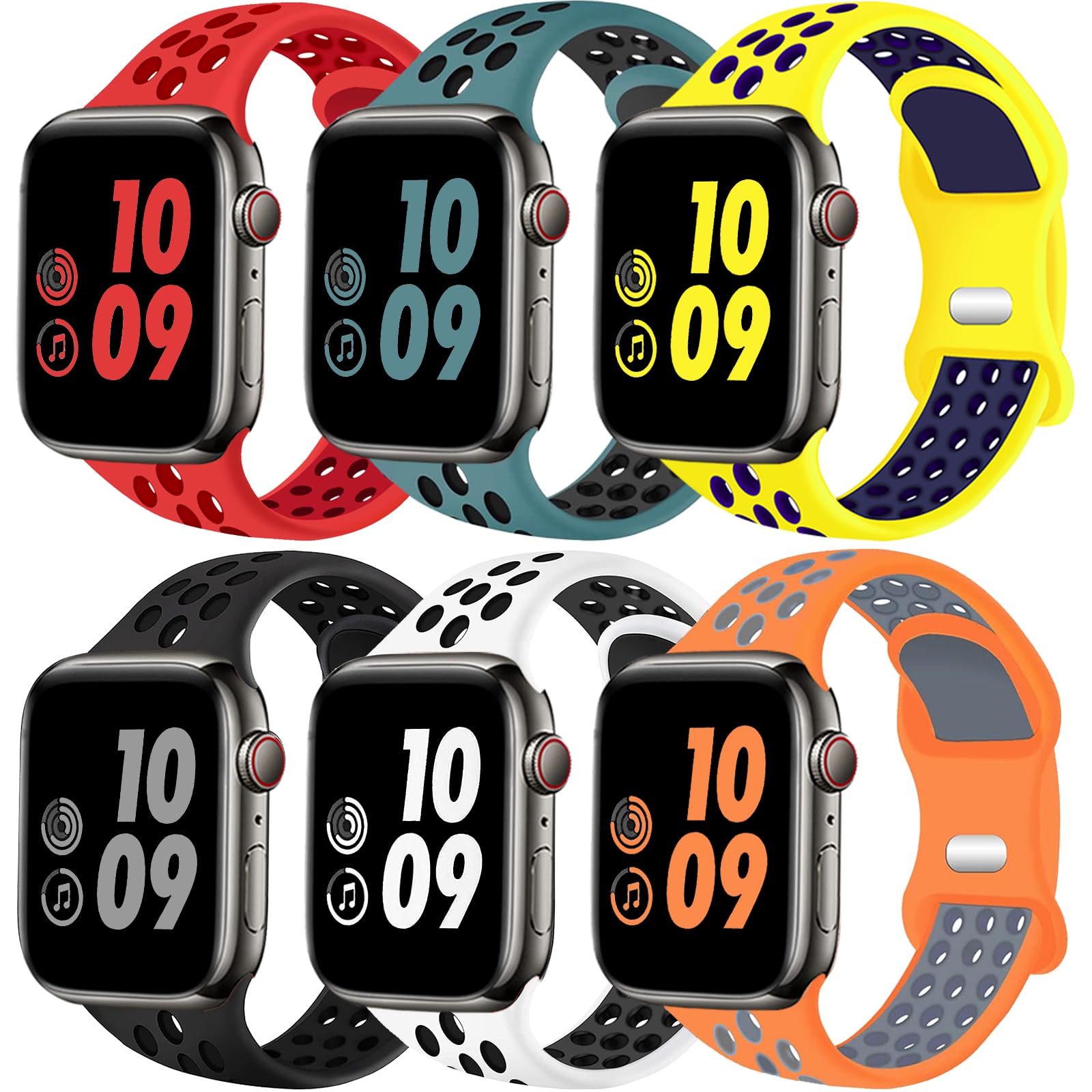 Premium Sport Bands for Apple Watch 38mm 40mm 41mm 42mm 44mm 45mm 49mm - Soft Breathable Silicone Replacement Strap Compatible with iWatch Series 9/8/7/6/5/4/3/2/1/Ultra/SE - Perfect for Running, Gym Workouts & Daily Wear (Men & Women)