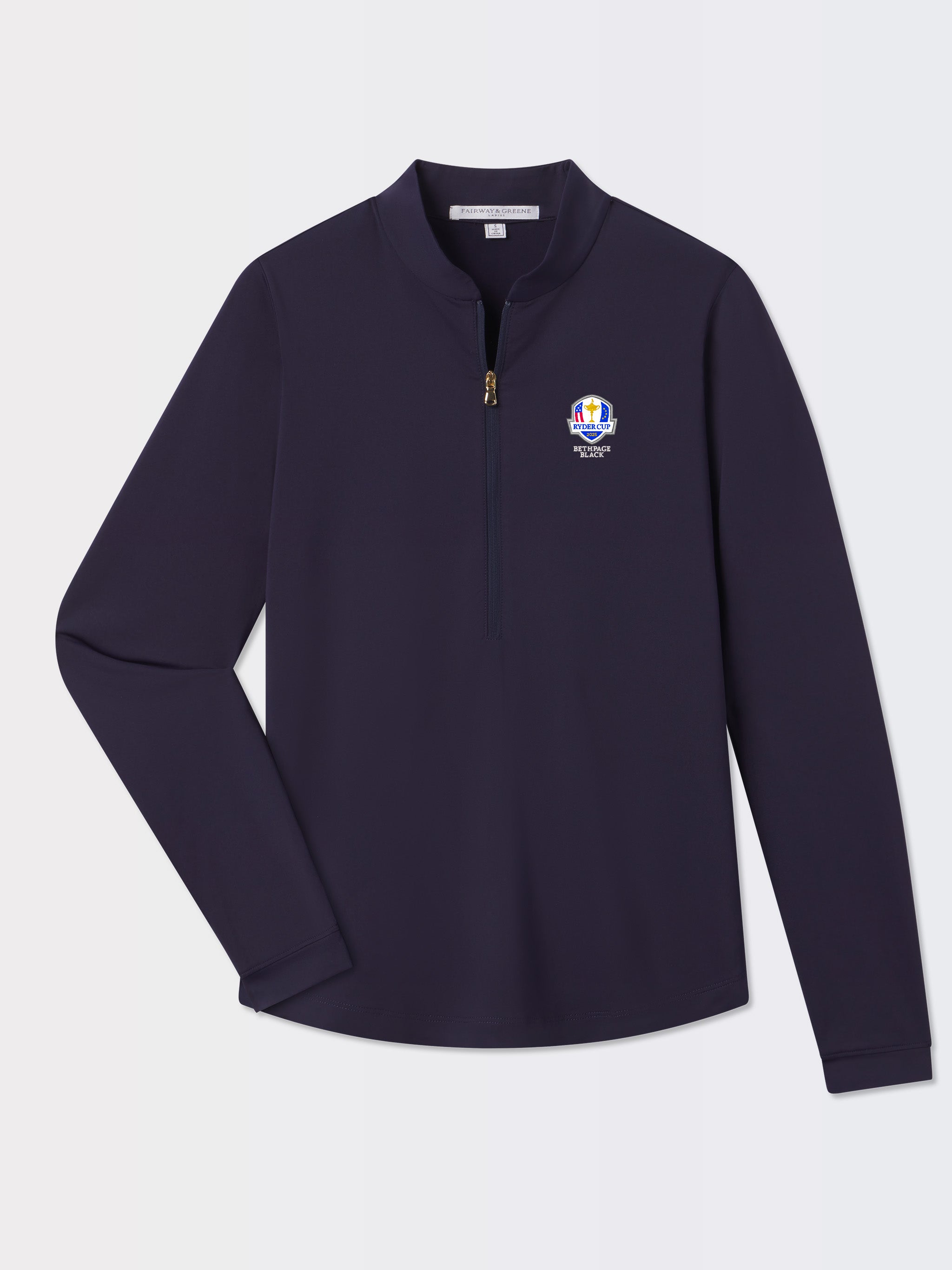 Ryder Cup Men's Cat Long Sleeve Zip-Up Golf Shirt - Comfortable Performance Wear for Golfing & Casual Outings