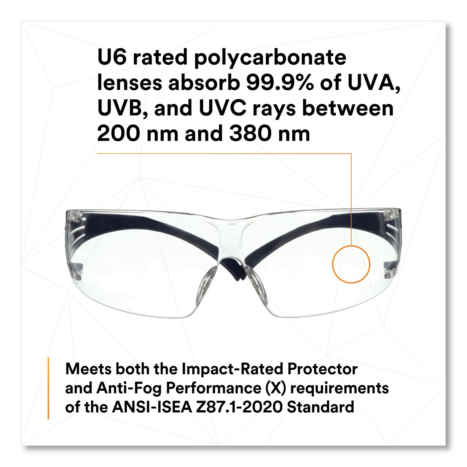 3M™ SecureFit 200 Series Protective Safety Glasses - Dark Blue Plastic Frame, Clear Polycarbonate Lens for Construction, Woodworking & DIY Projects