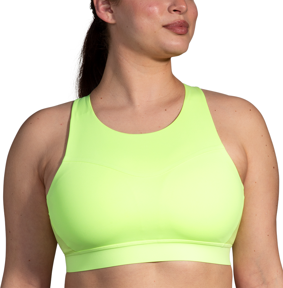 Women's Drive 3 Pocket Run Bra - Light Lime (738) - High Support Sports Bra for Running, Yoga & Gym Workouts