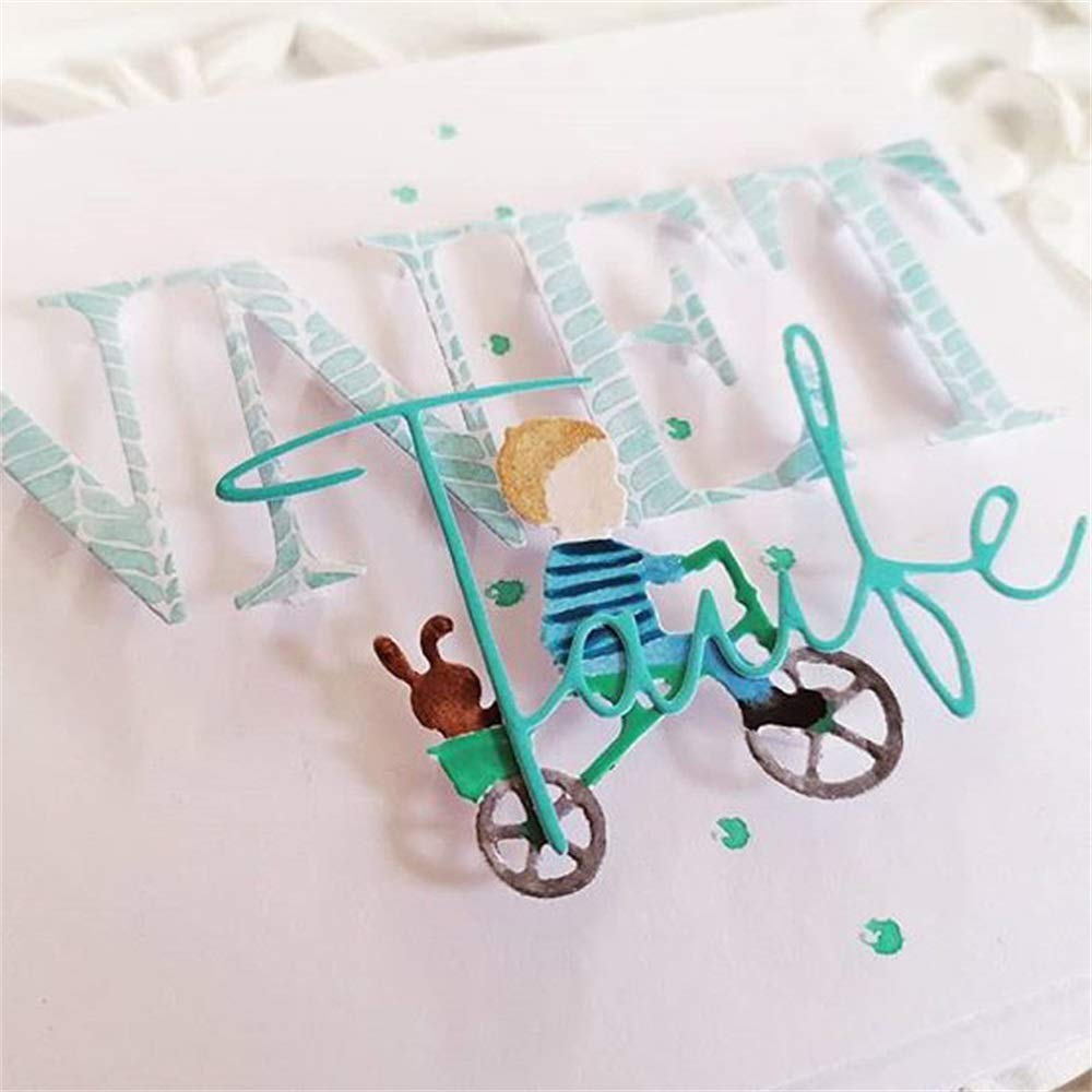 Briartw Boy Riding Bicycle Metal Cutting Dies for DIY Scrapbooking, Card Making, Gift Cards & Paper Crafts - Perfect for Handmade Greeting Cards, Journals, and Home Decor Projects