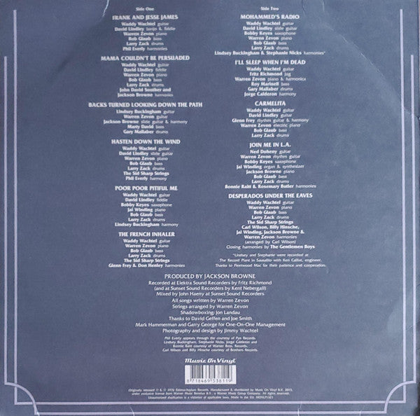 Warren Zevon Vinyl LP Album - Limited Edition 180 Gram Reissue (Mint Condition) - Perfect for Music Collectors & Vintage Vinyl Enthusiasts