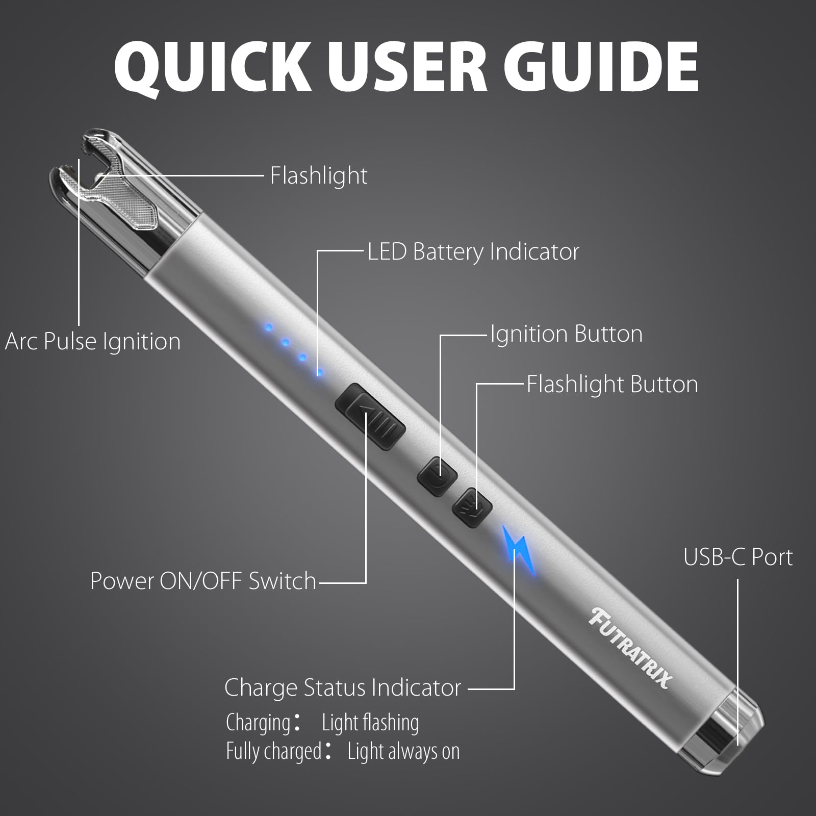 USB Rechargeable Windproof Arc Lighter - Flameless & Safe for Camping & Outdoor