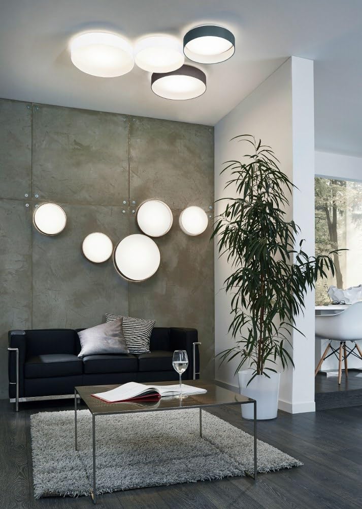 EGLO 93388A White LED Ceiling Light Fixture - Modern Energy Efficient Lighting for Living Room, Bedroom & Kitchen